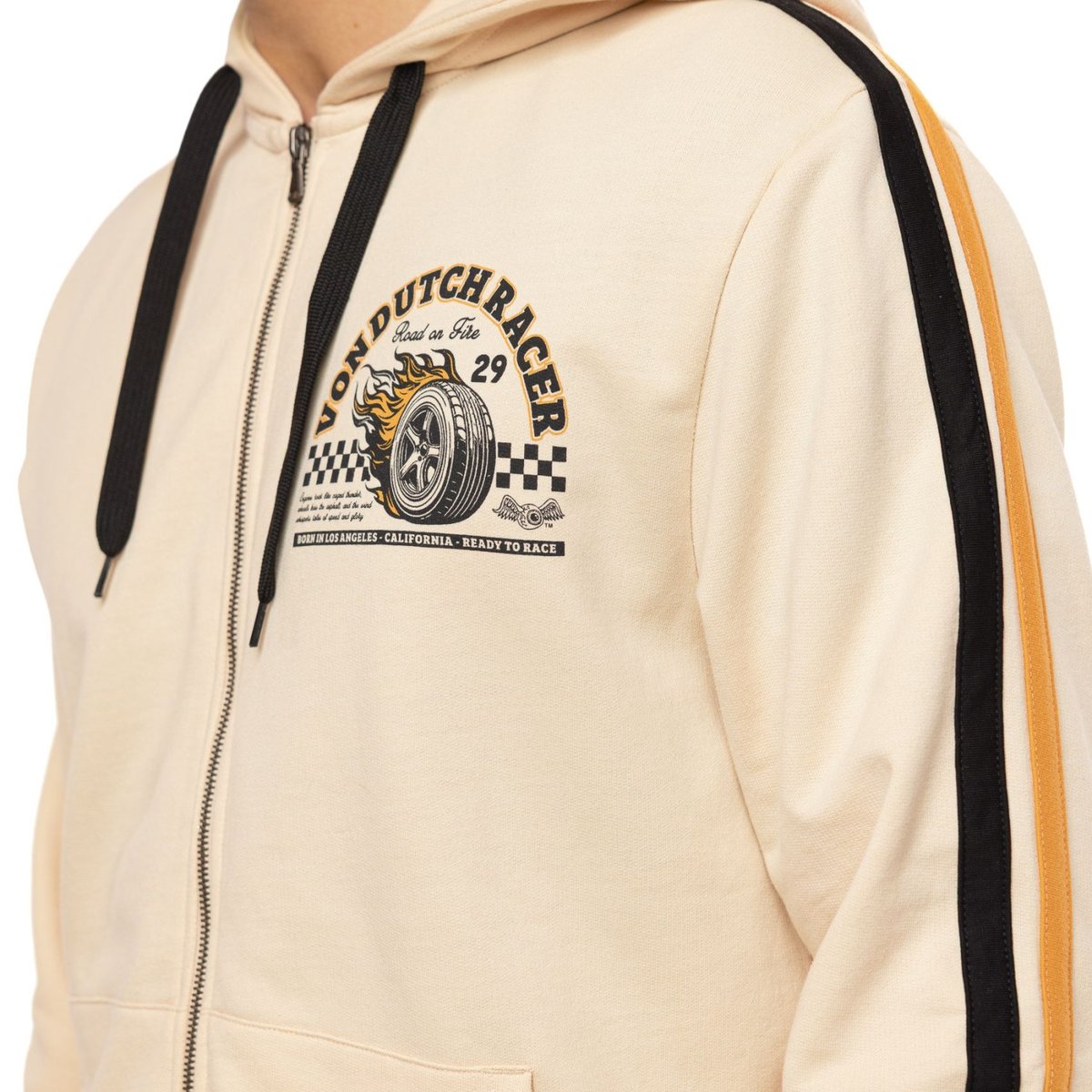 Sweat à capuche RACER jaune clair/gris/noir, VON DUTCH
