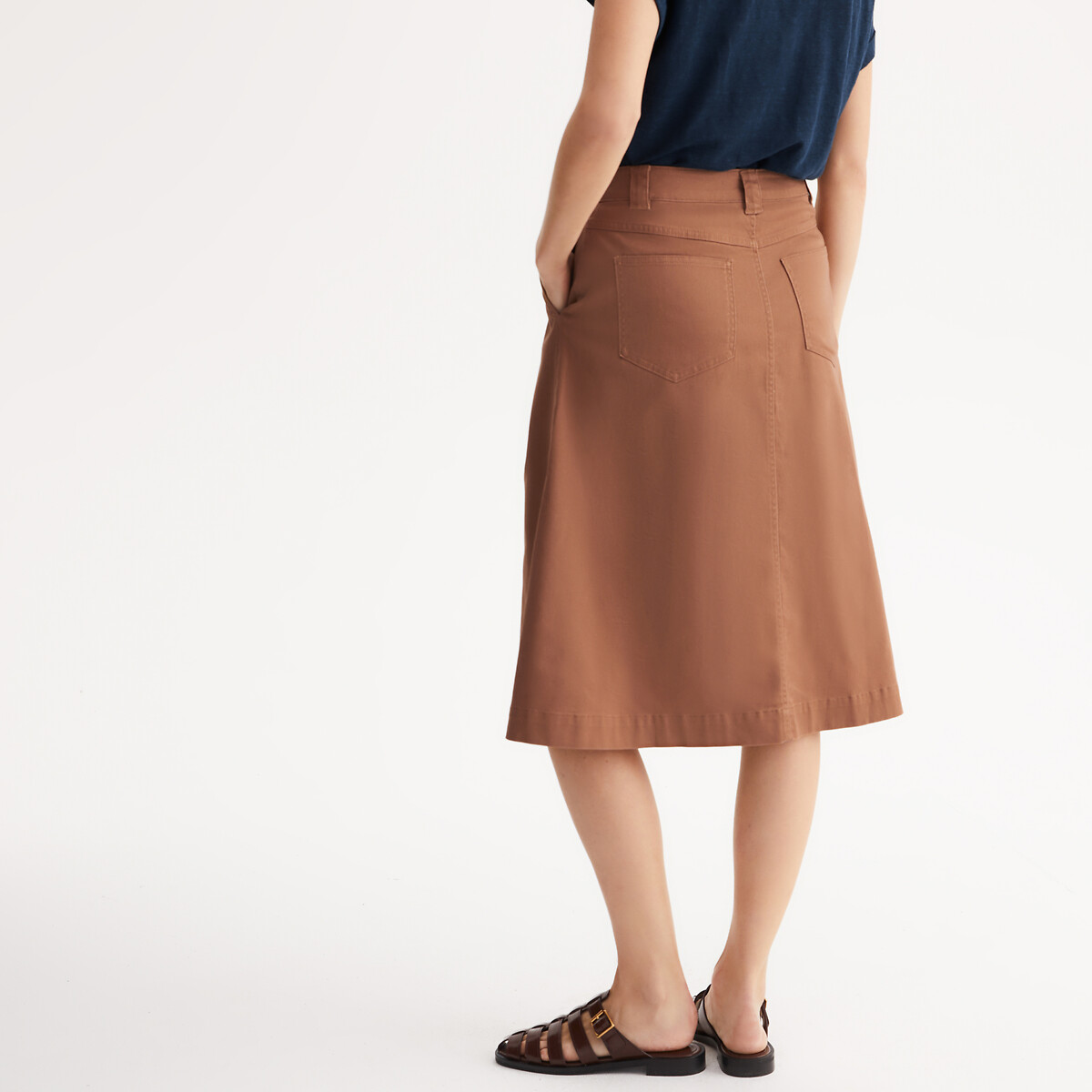 Buttoned Mid-Length Full Skirt camel beige, ANNE WEYBURN