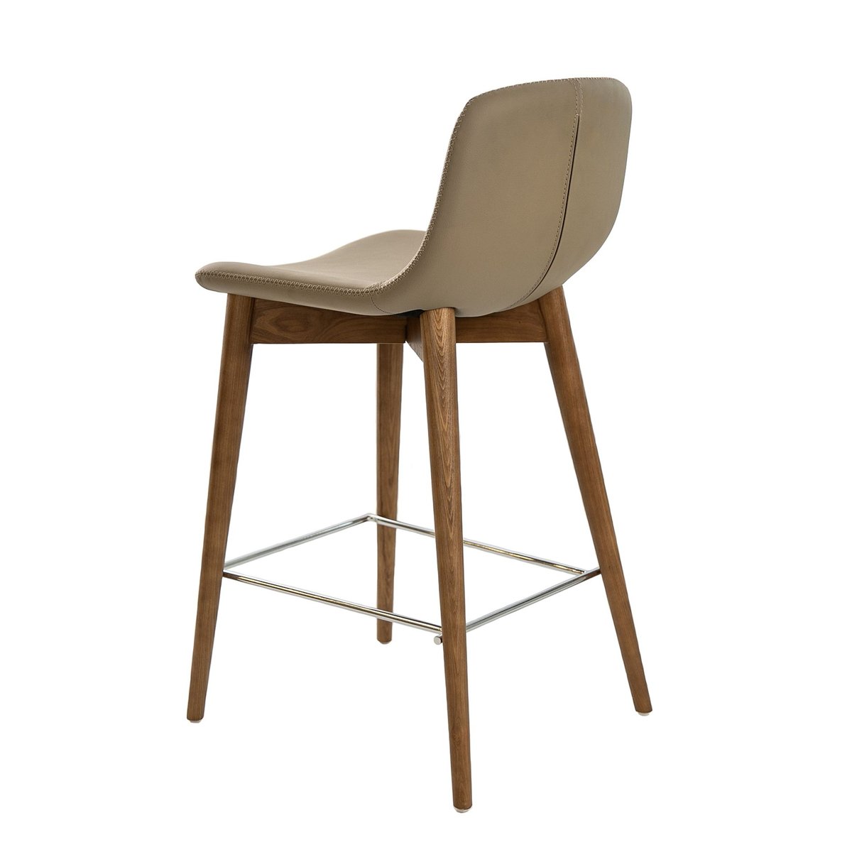 Tabouret en similicuir taupe mink | walnut, ANGEL CERDA