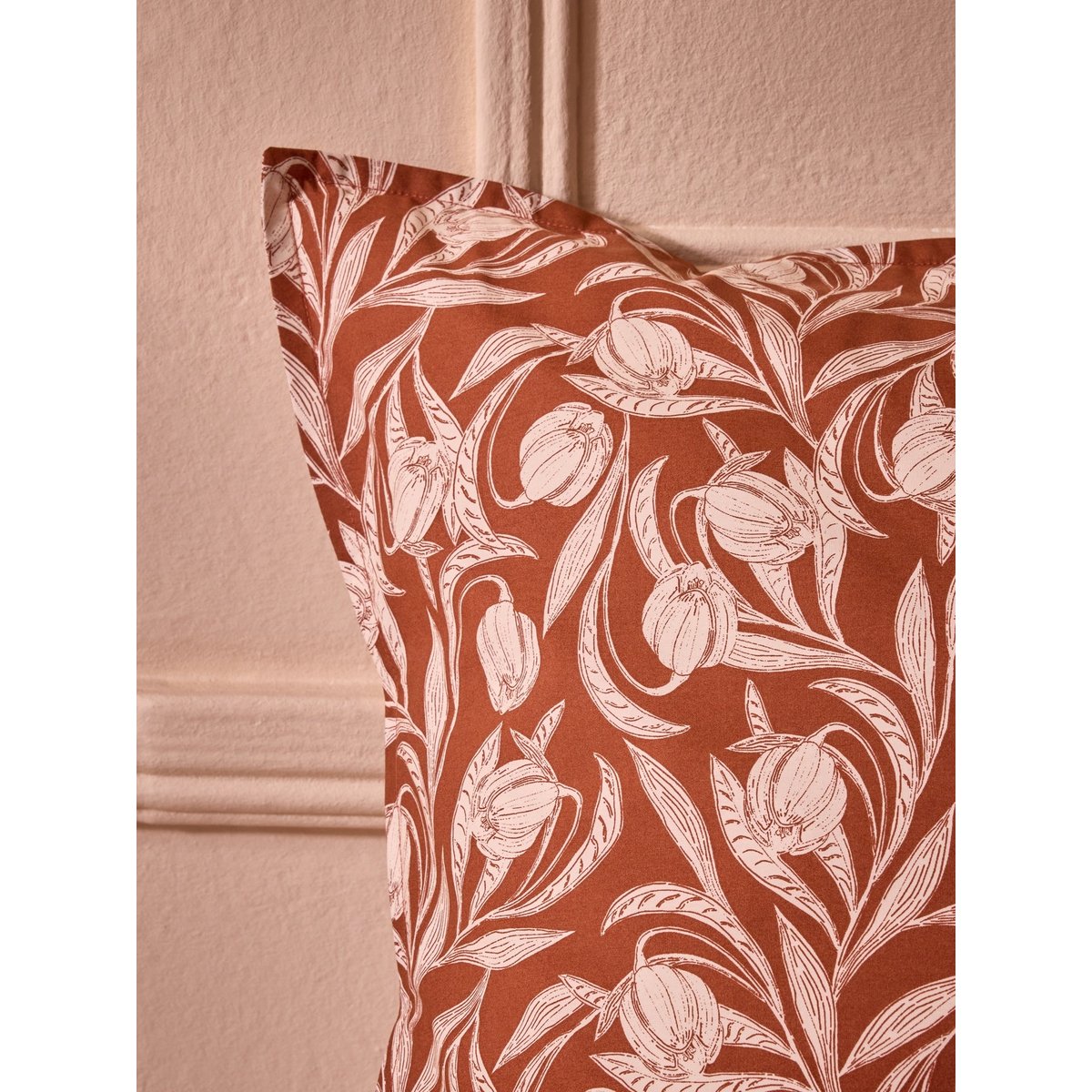 Taie d'oreiller percale de coton "Lucie" bordeaux, CYRILLUS