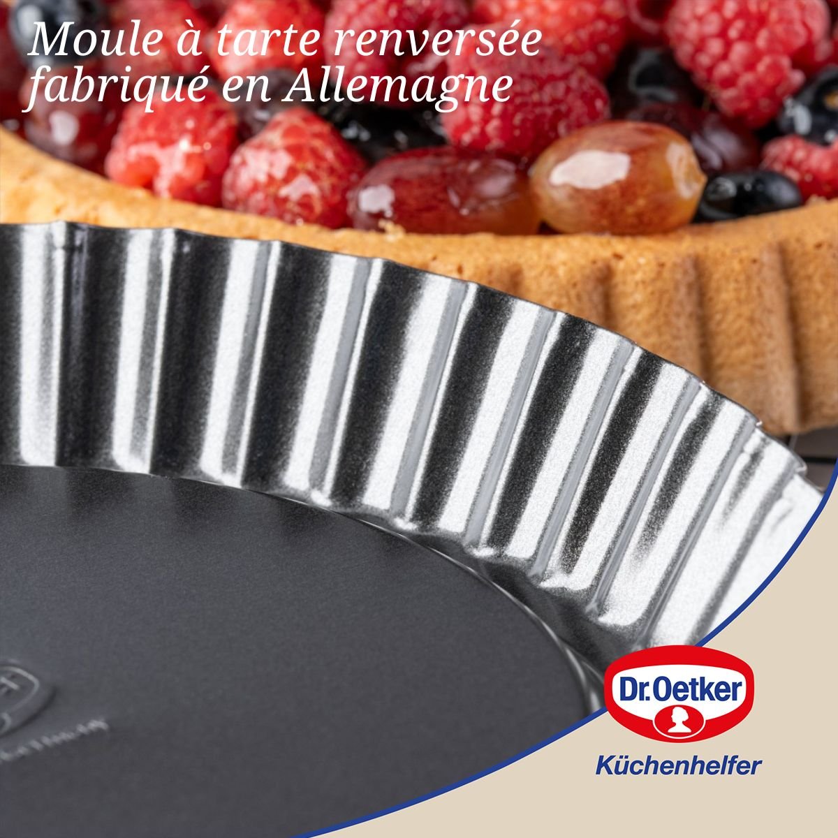 Ensemble de 2 Moules à tarte renversée 22 cm TRADITION noir, DR OETKER