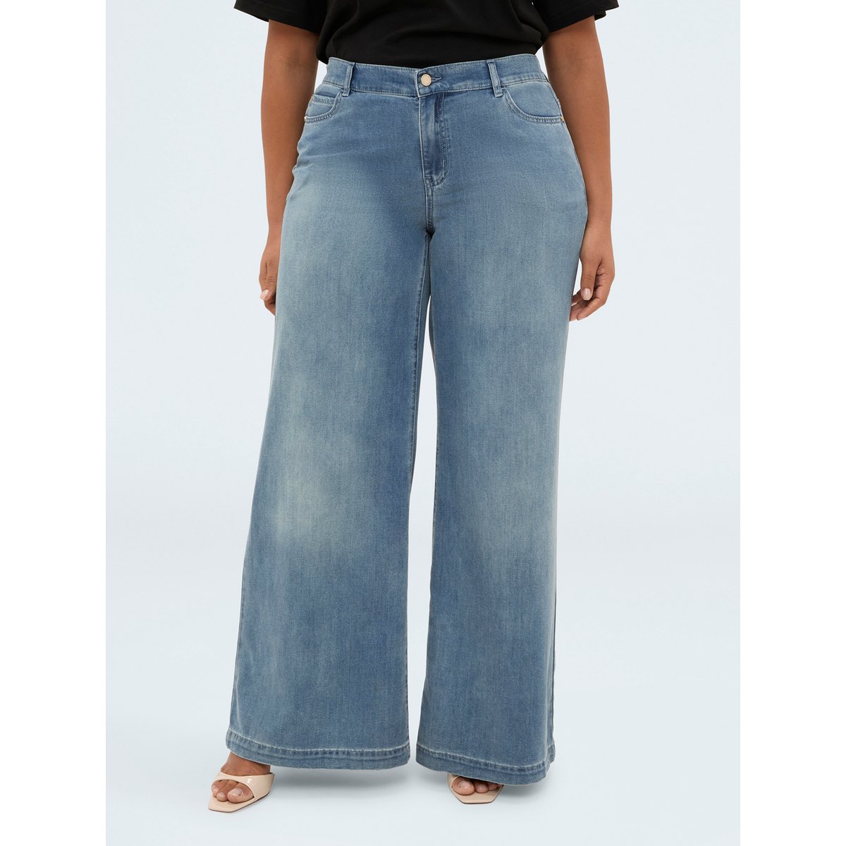 Jean Wide Leg délavé bleu, FIORELLA RUBINO