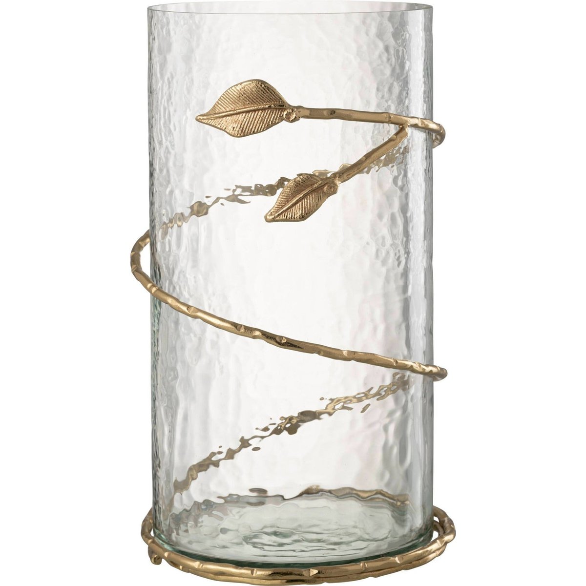 Vase feuille en verre et métal transparent et doré, RECOLLECTION