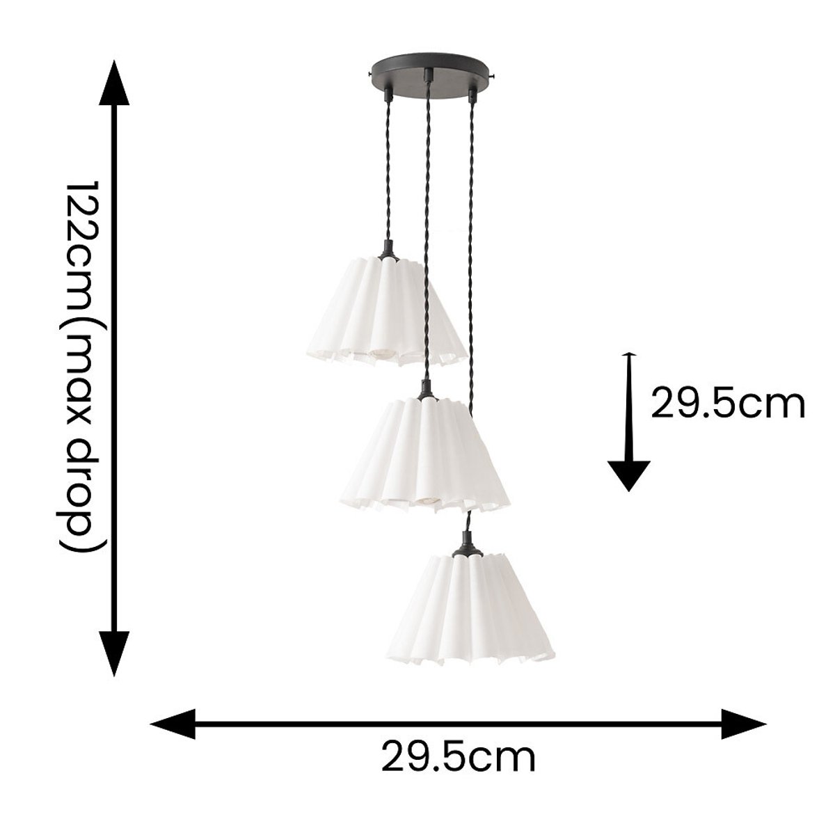 Lottie 3-Light Pleated Shade Cluster Pendant Light black, SO'HOME