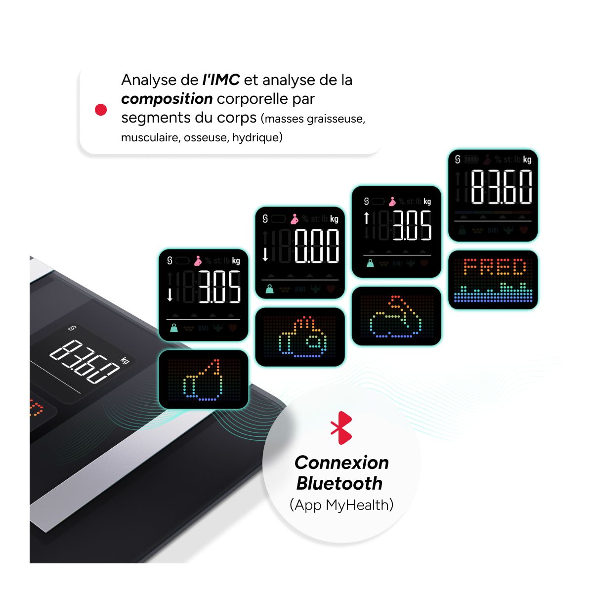 Pèse personne impédancemètre Body Color Connect couleur unique, TERRAILLON