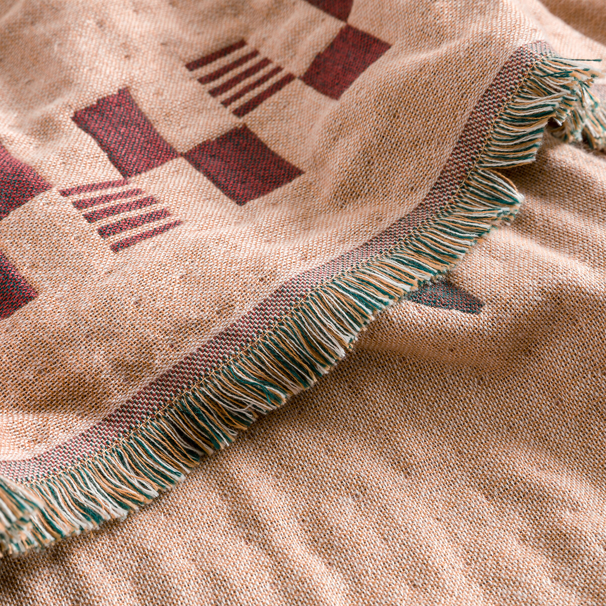 Plaid jacquard frangé, ADRIAN multicolore, LA REDOUTE INTERIEURS
