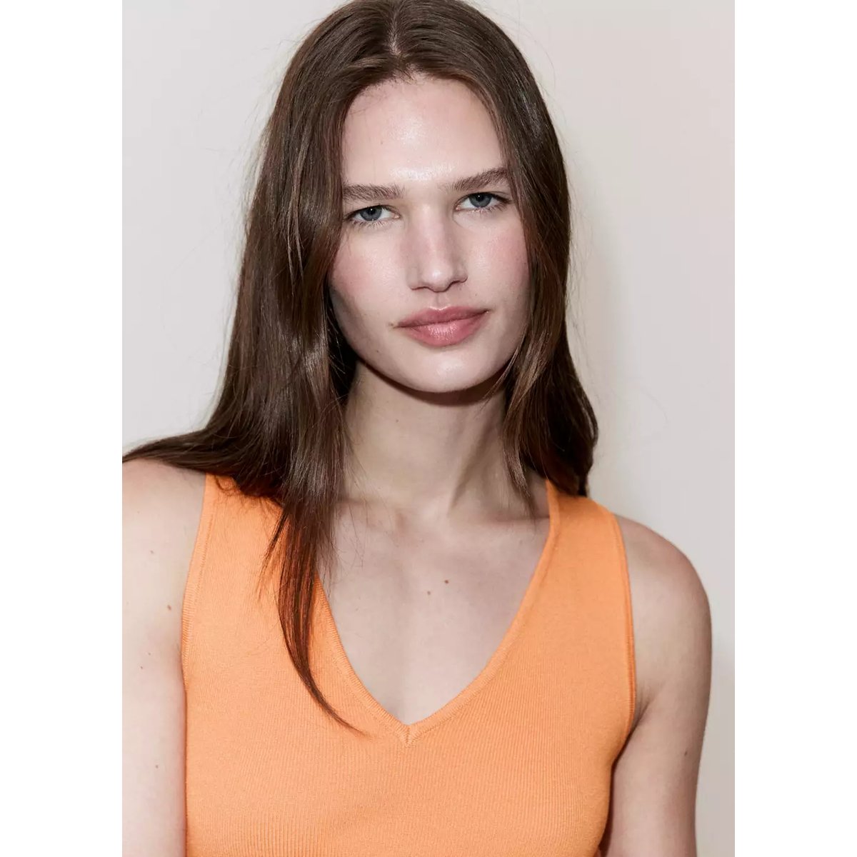 Top maille fine orange, MANGO
