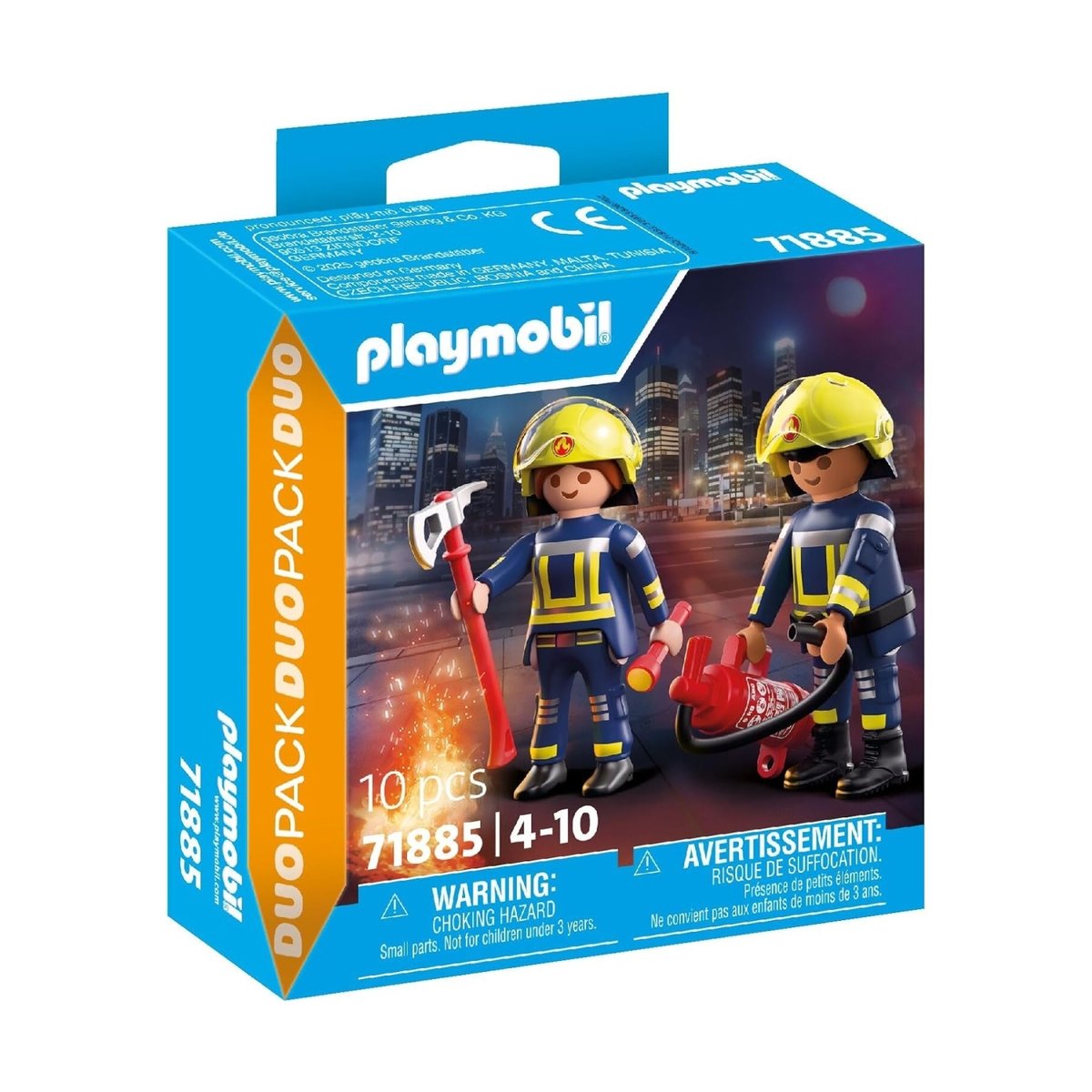 Pompiers avec hache et extincteur multicolore, PLAYMOBIL