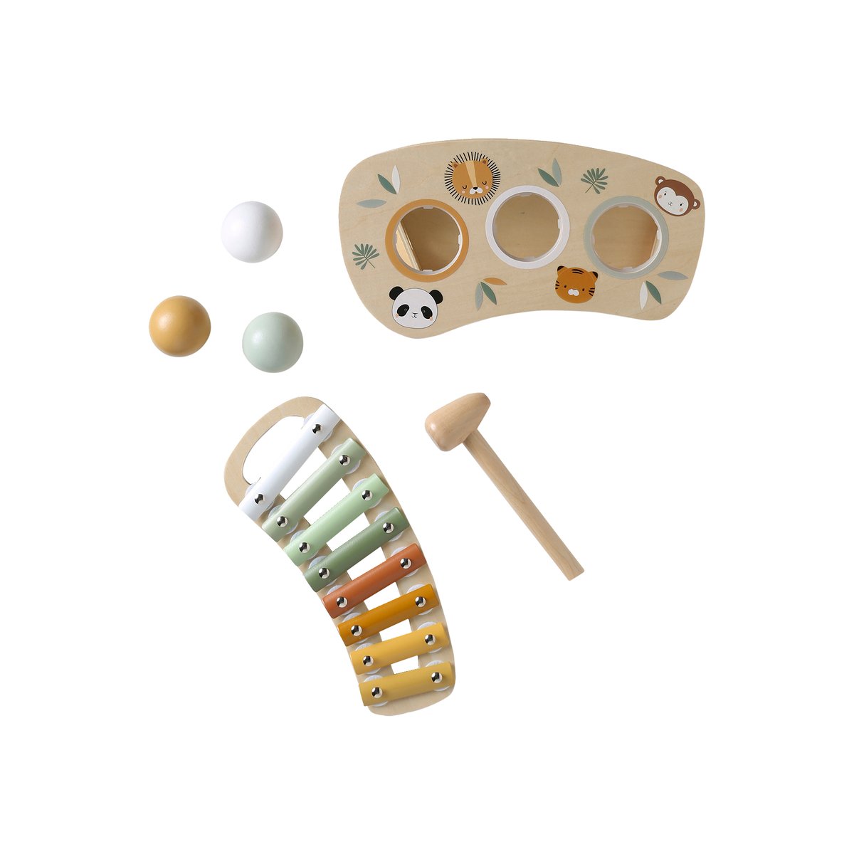 Tap tap xylophone 2 en 1 en bois jaune, VERTBAUDET