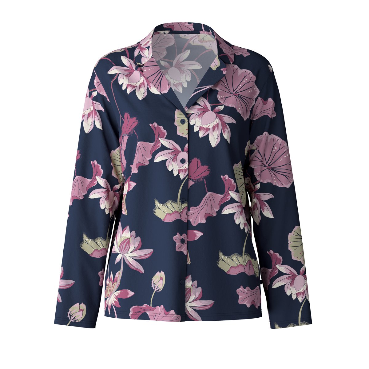 T-shirt à manches longues, boutonné de part en part manches longues Modal FAVOURITES BOTANIC peacoat blue, CALIDA
