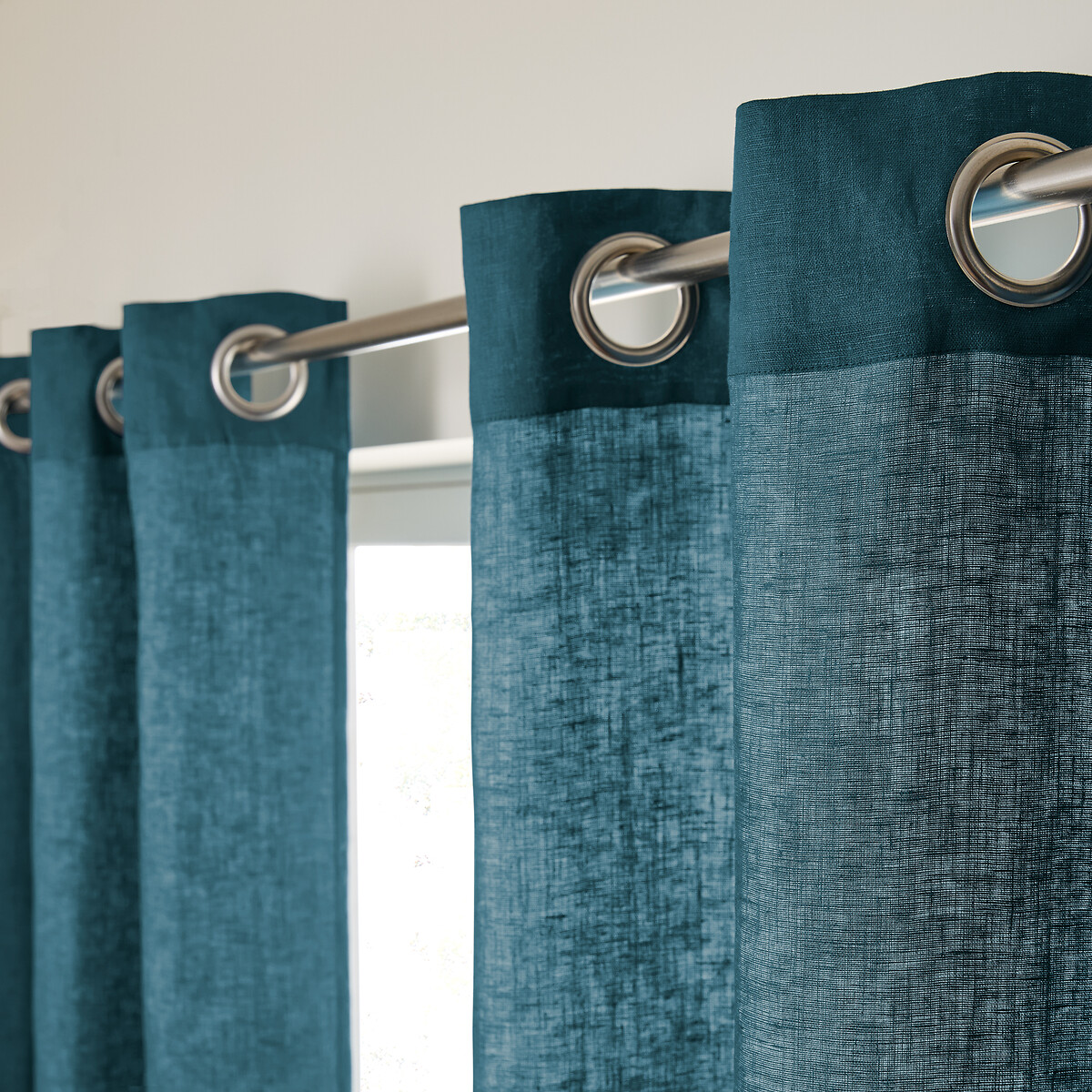 Private Washed Linen Curtain with Eyelets peacock blue, AM.PM