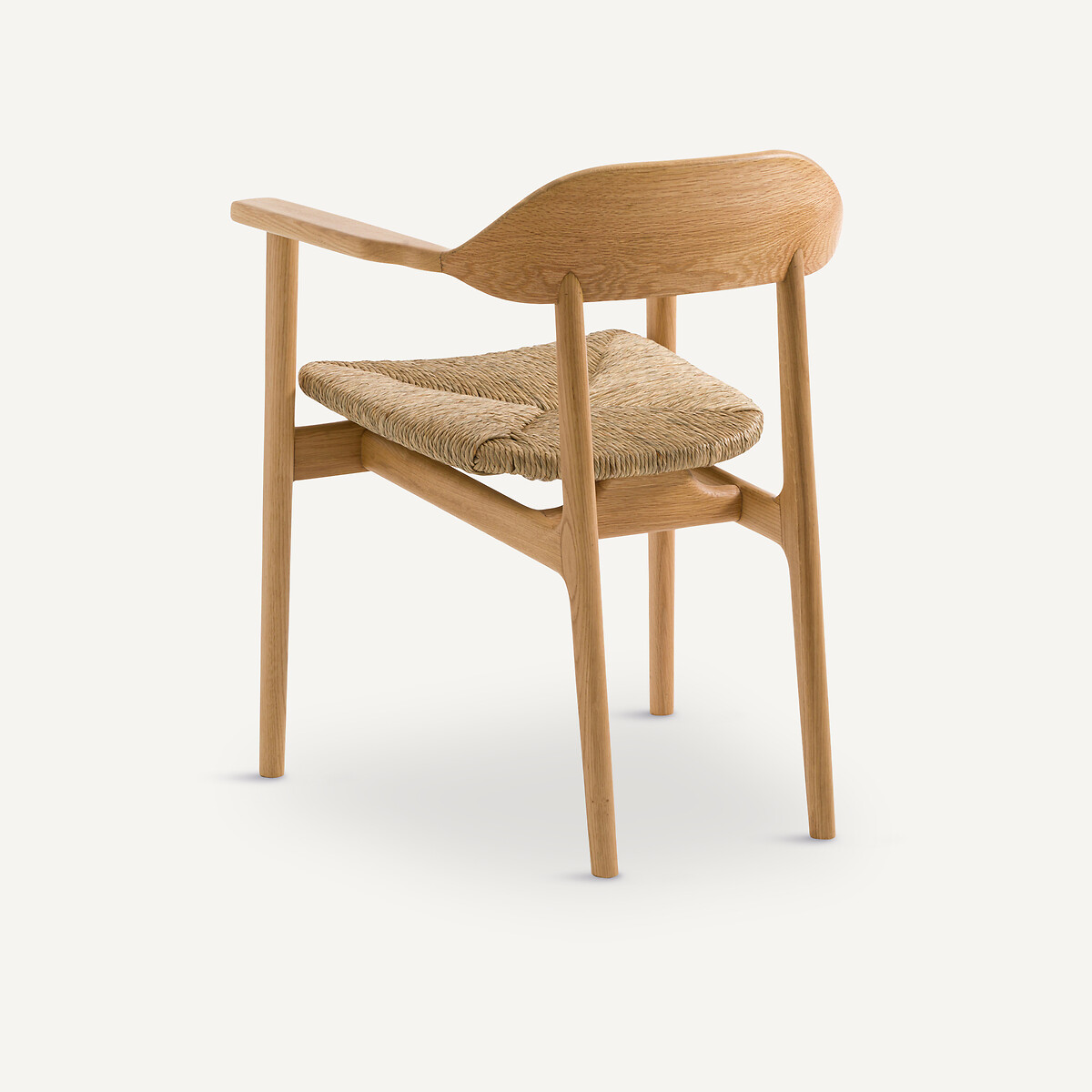 Fauteuil de table en chêne massif et paille, Arié chêne, AM.PM