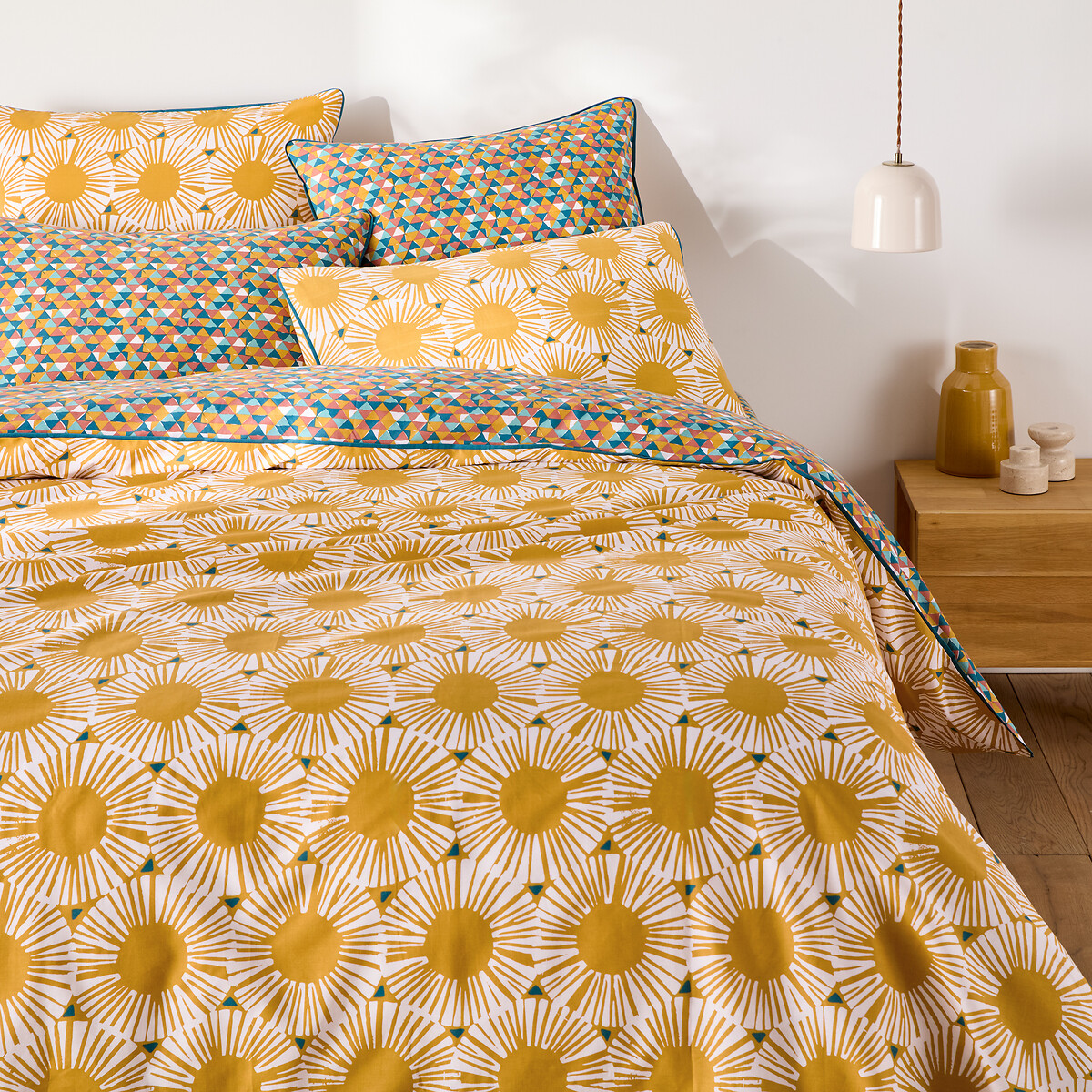 Housse de couette pur coton, Jahia imprimé jaune/bleu, LA REDOUTE INTERIEURS