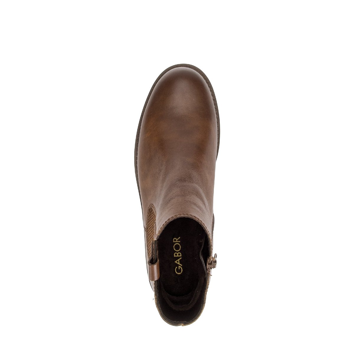 Bottines en cuir lisse à talon décroché cognac, GABOR