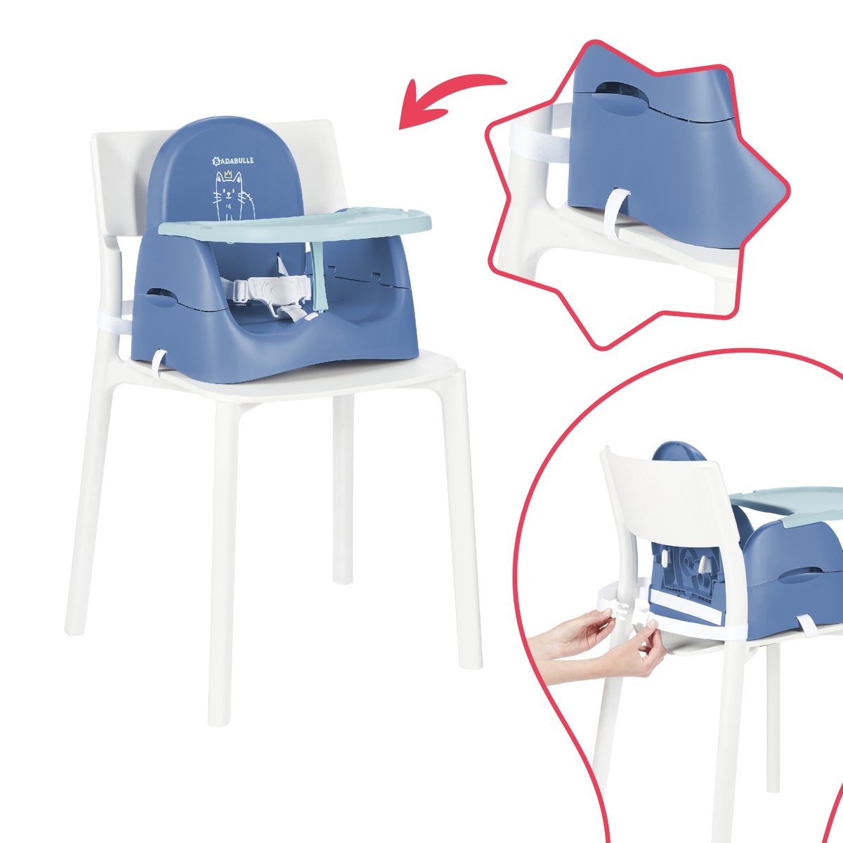 Rehausseur de chaise Chat Pliage Compact bleu, BADABULLE