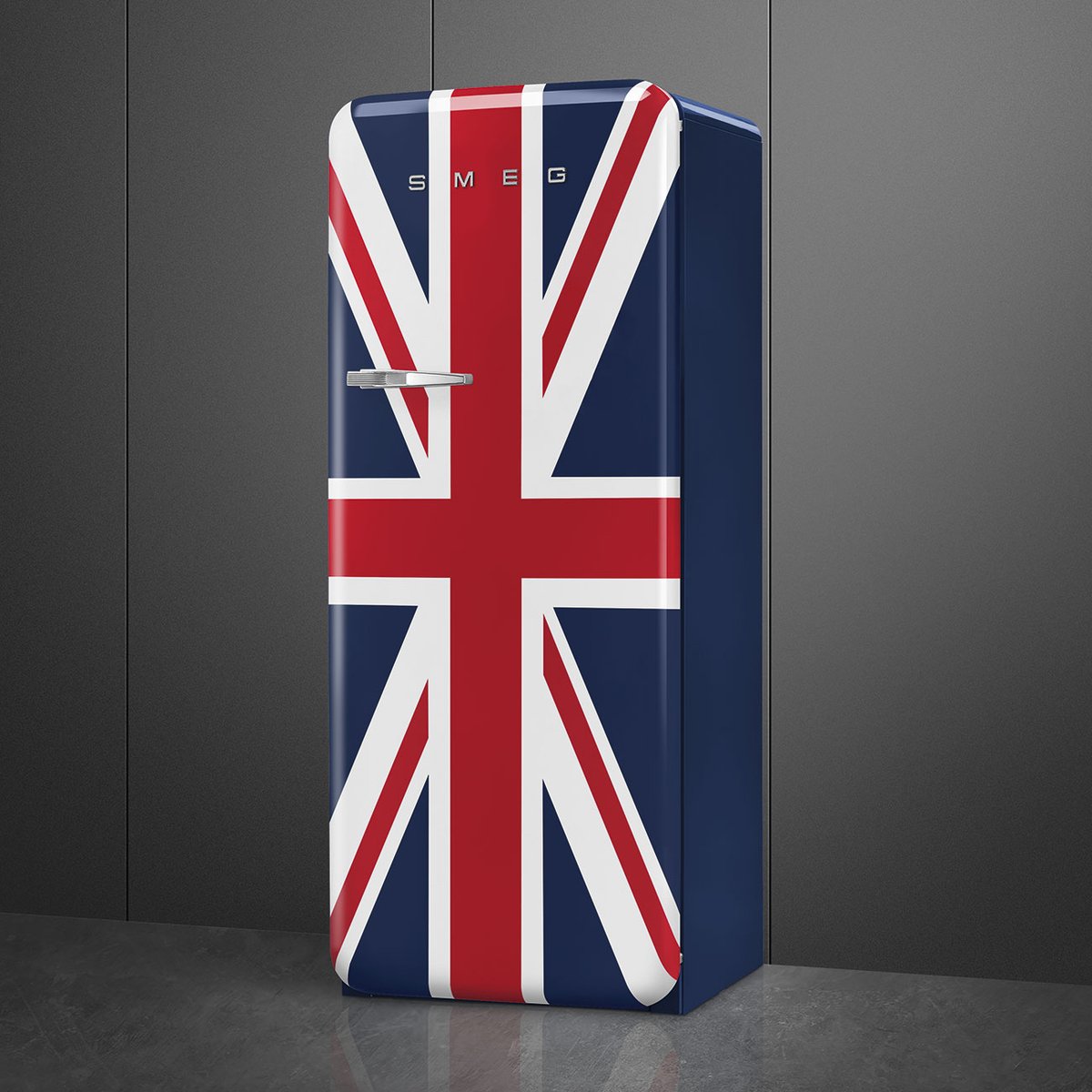 Réfrigérateur 1 porte poignée à gauche FAB28 drapeau royaume-uni brillant, SMEG