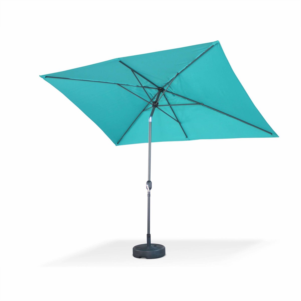 Parasol mât central rectangulaire 2x3m, mât effet bois TOUQUET turquoise, SWEEEK