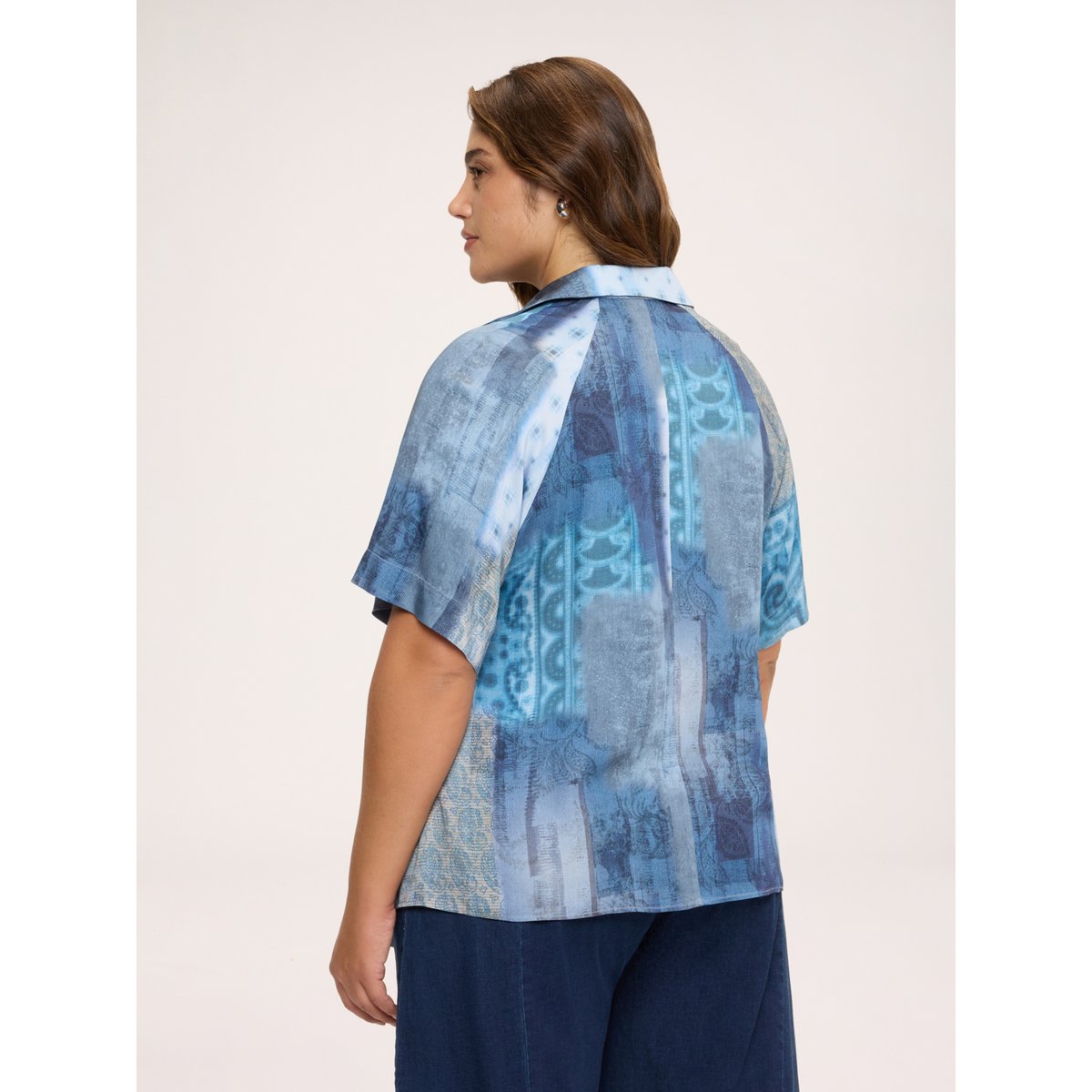 Blouse avec imprimé bandana dégradé bleu, FIORELLA RUBINO