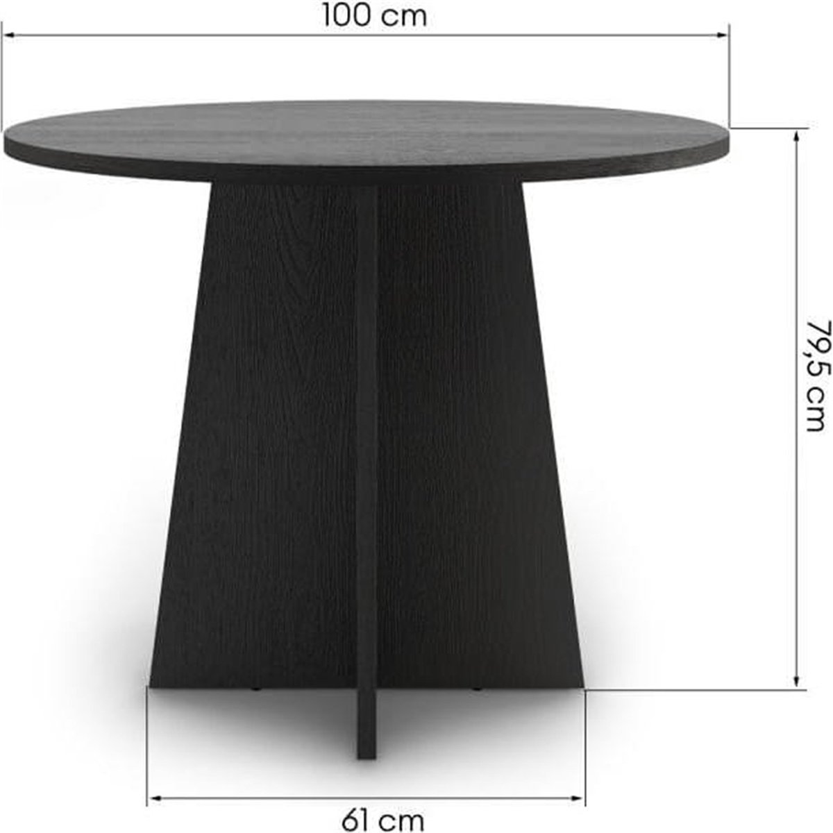 Table à manger ronde en bois noir structuré bois, RECOLLECTION