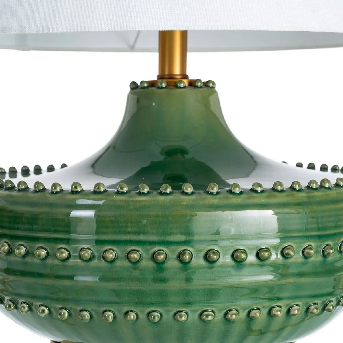 Lampe à poser en céramique verte et abat-jour lin blanc 38x38x65cm vert, WADIGA