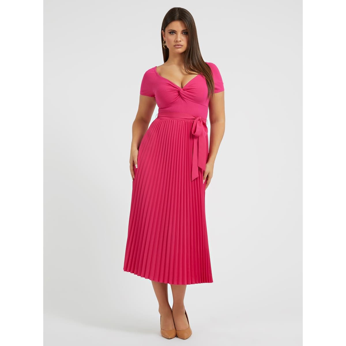 GUESS Robe pull plissée fuchsia, GUESS