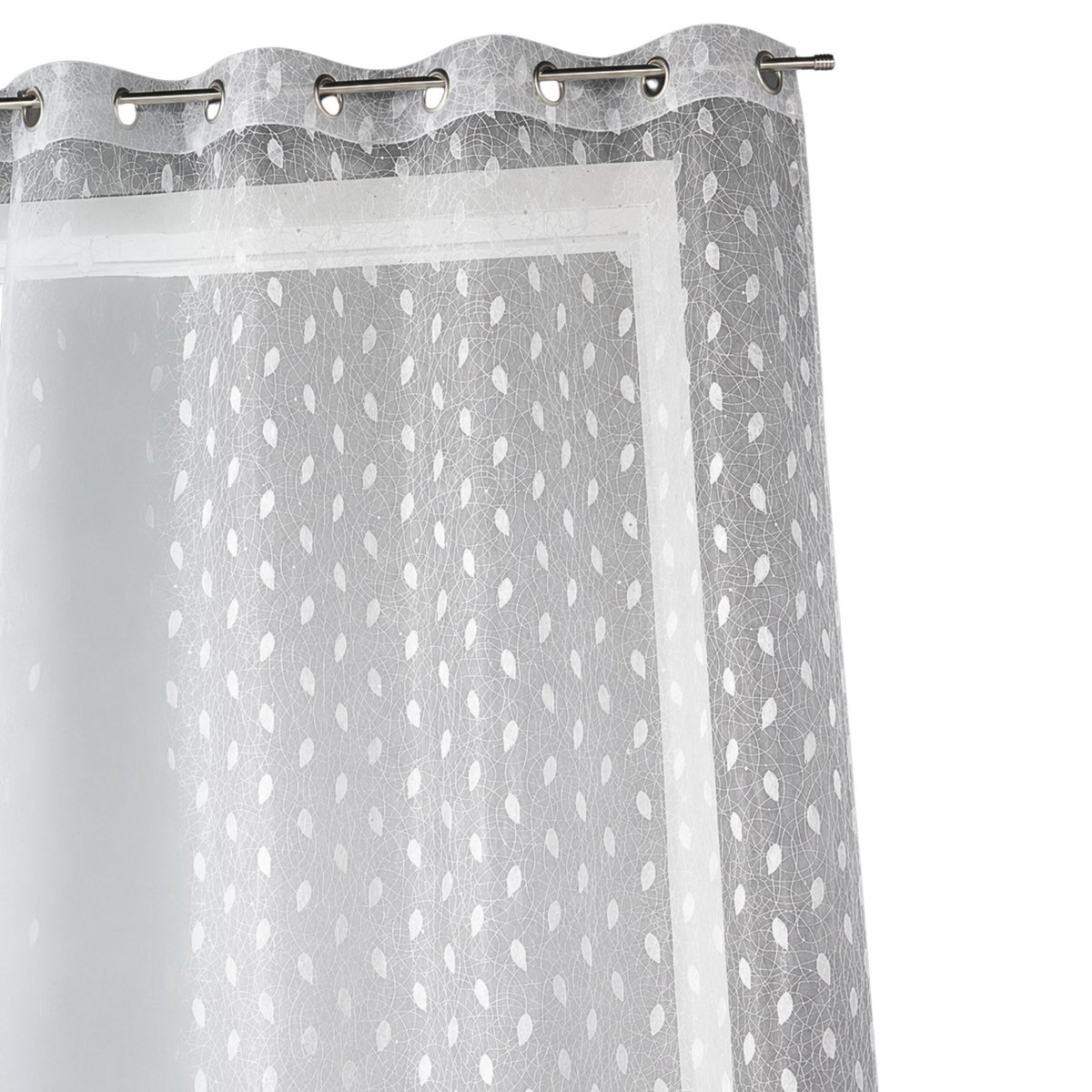 Voilage organza brodé à imprimés fantaisies blanc, HOME MAISON