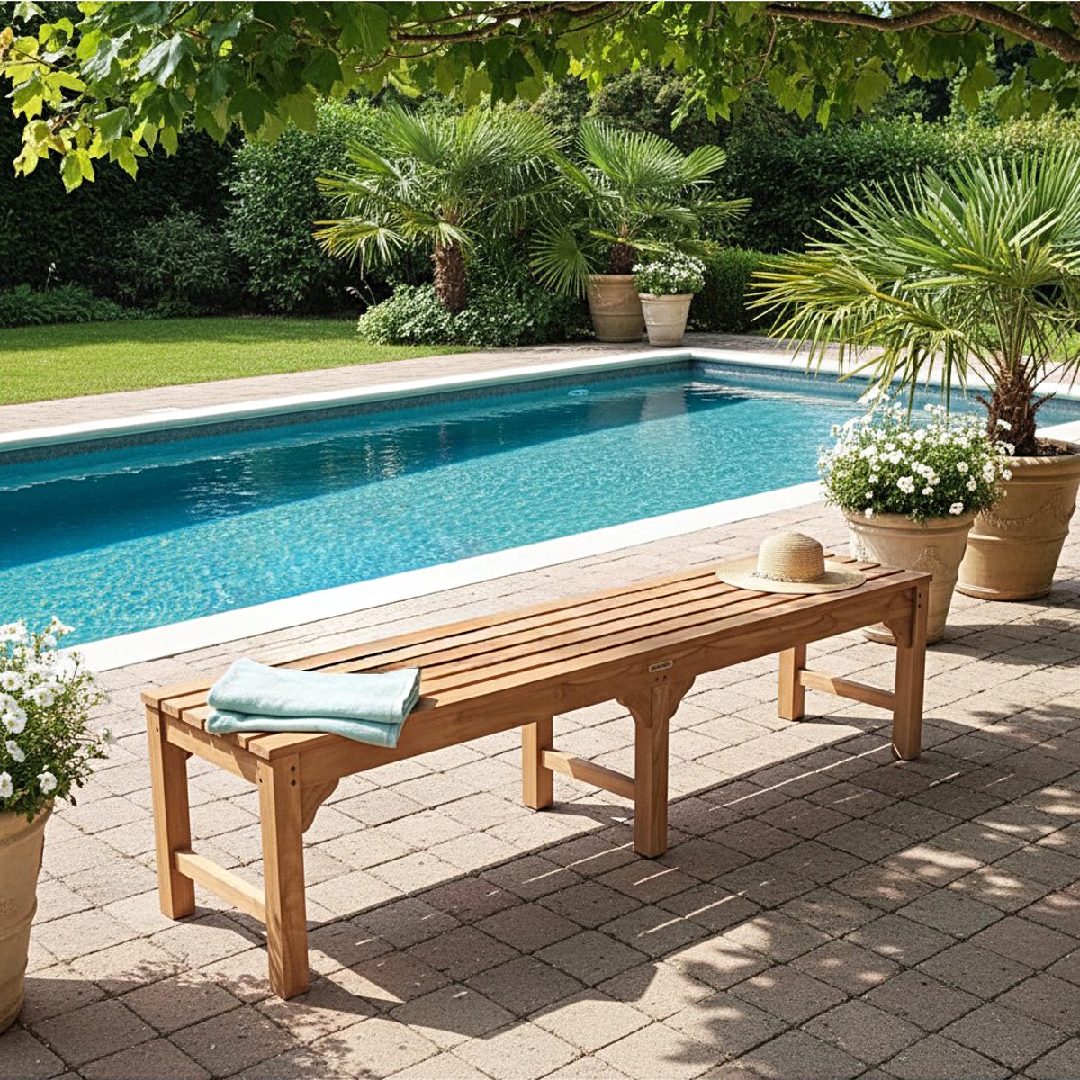 Banc en teck massif Melbourne 180 cm (sans dossier) naturel, TECK ATTITUDE