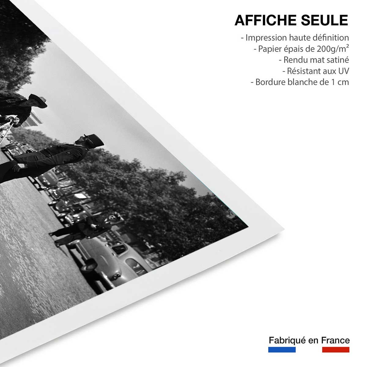 Affiche photo Ski à roulette au Champs Elysée - Paris, 1953 affiche seule, HEXOA