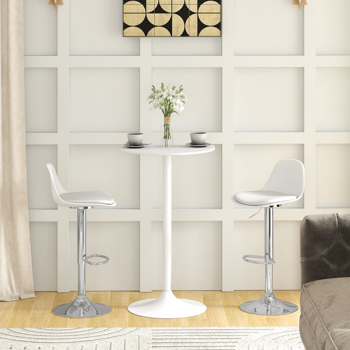 Tabouret de bar Polyuréthane Blanc blanc, HOMCOM
