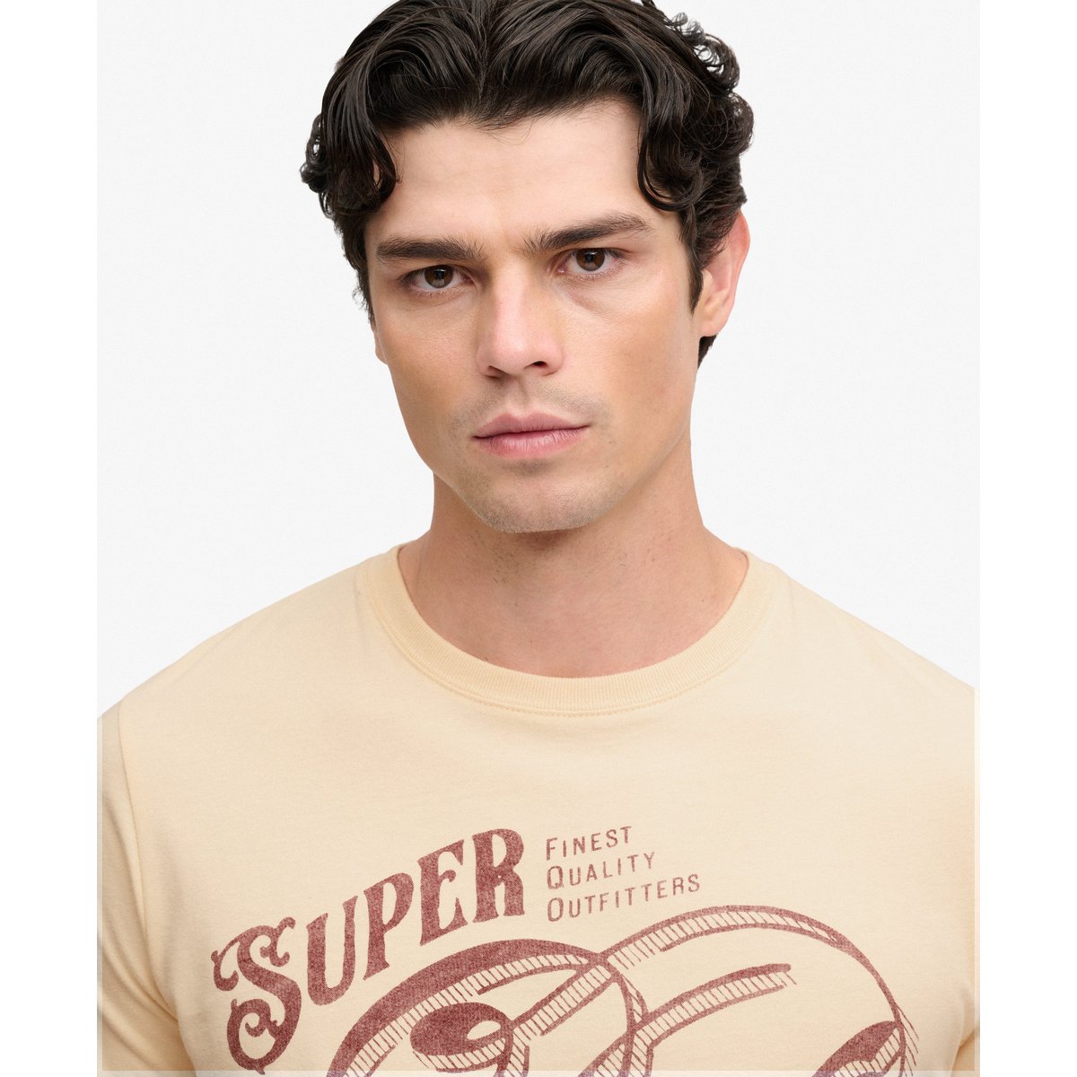 T-shirt Heritage Script Coupe Décontractée beige avoine, SUPERDRY