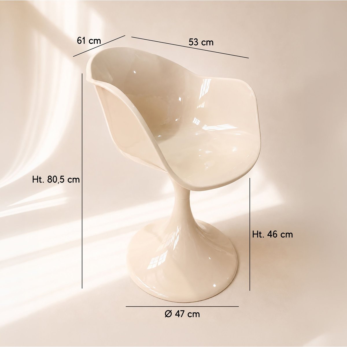 Lot de 2 fauteuils de table en résine acrylique, GLAM beige, NOW'S HOME