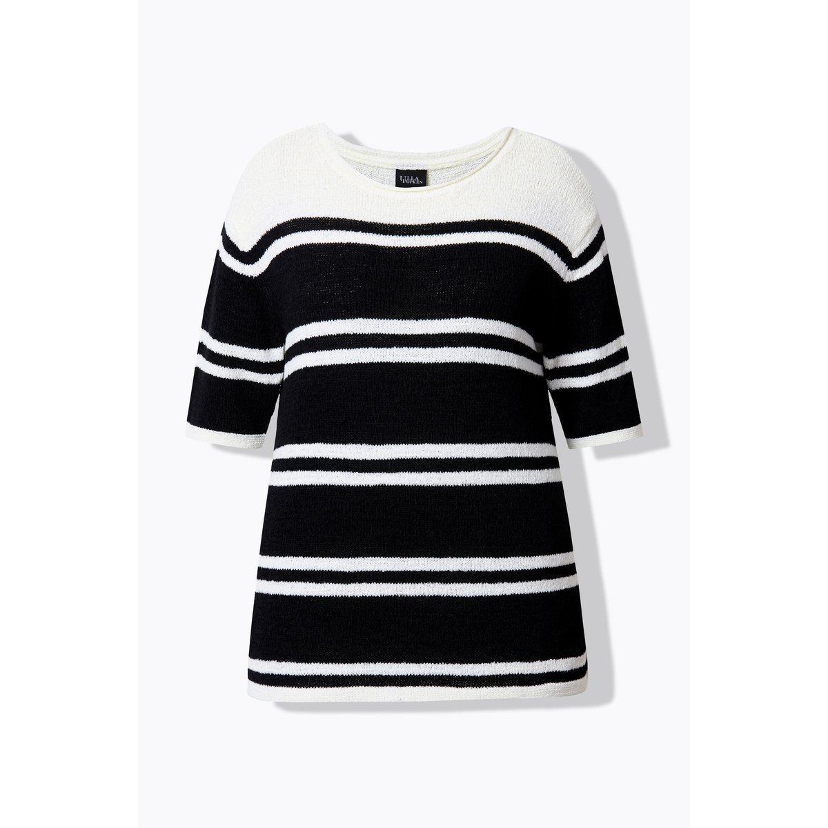 Pull à col rond et manches courtes. Coupe noir, ULLA POPKEN