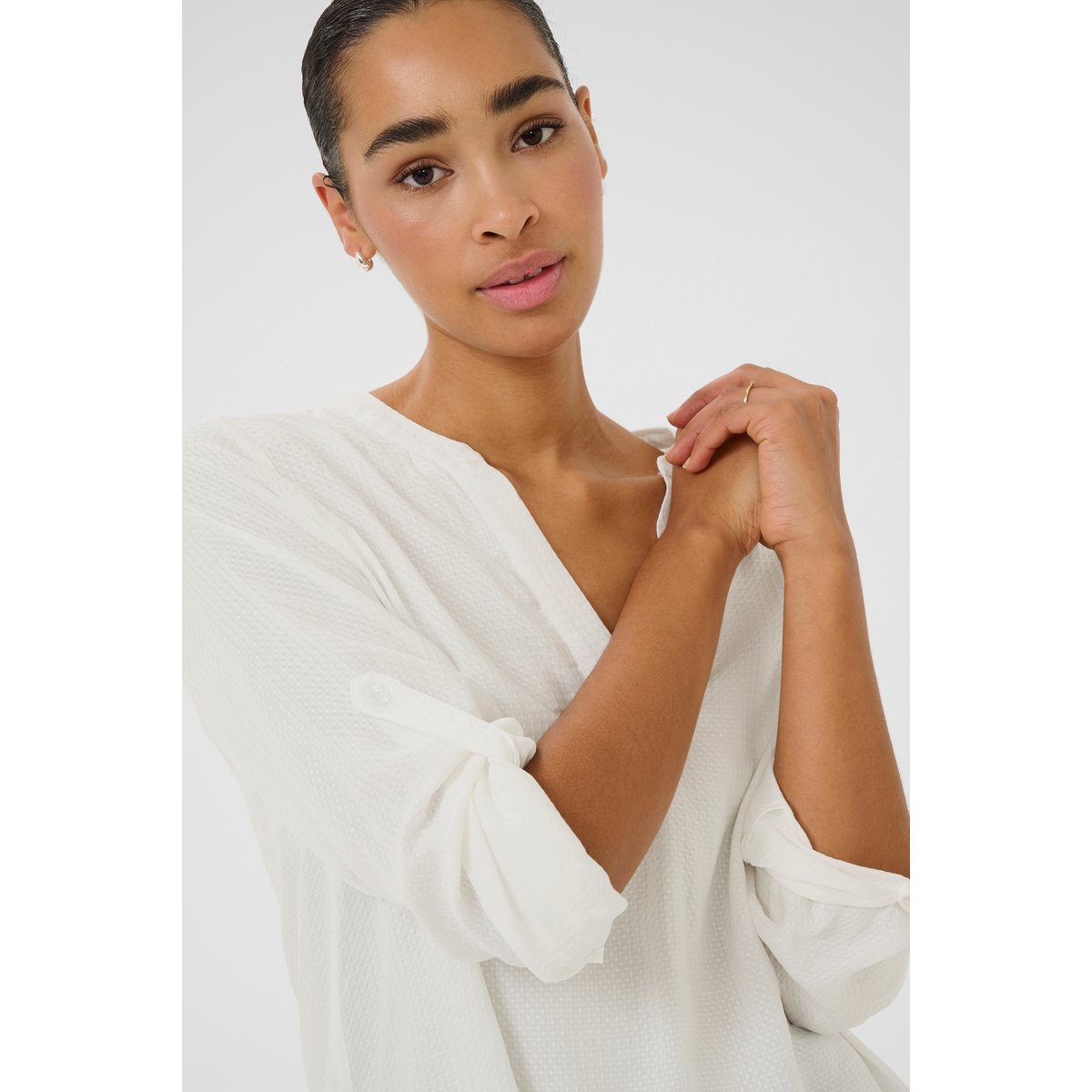 Blouse with long sleeve blanc chalk, KAFFE