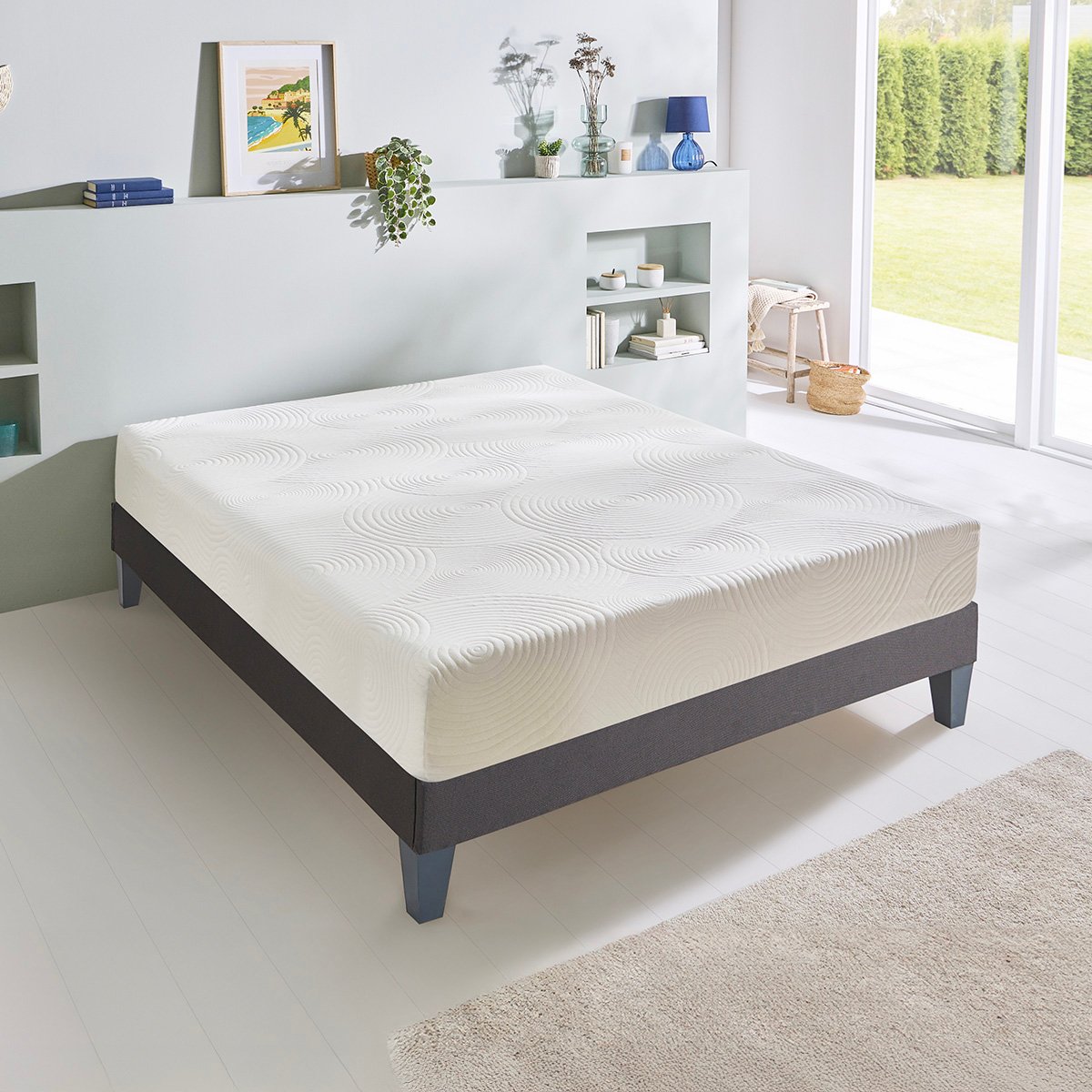 Matelas Mousse Vosges 90x200 cm Accueil Mousse Haute Densité blanc, BELLECOUR