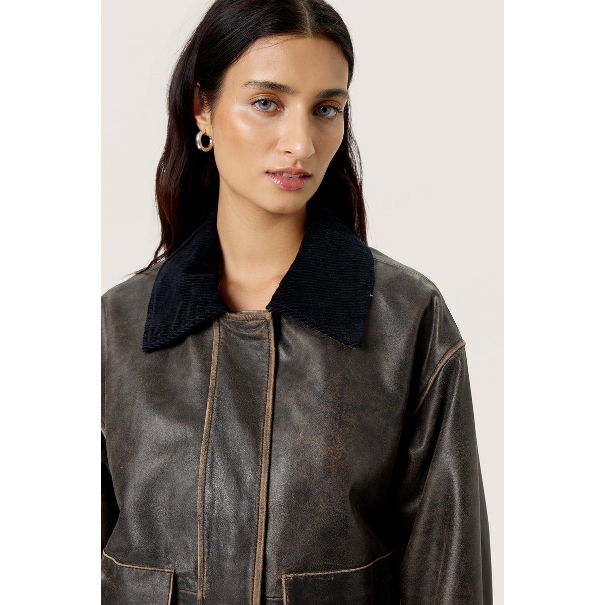 Veste en cuir marron chocolate torte, SOAKED IN LUXURY