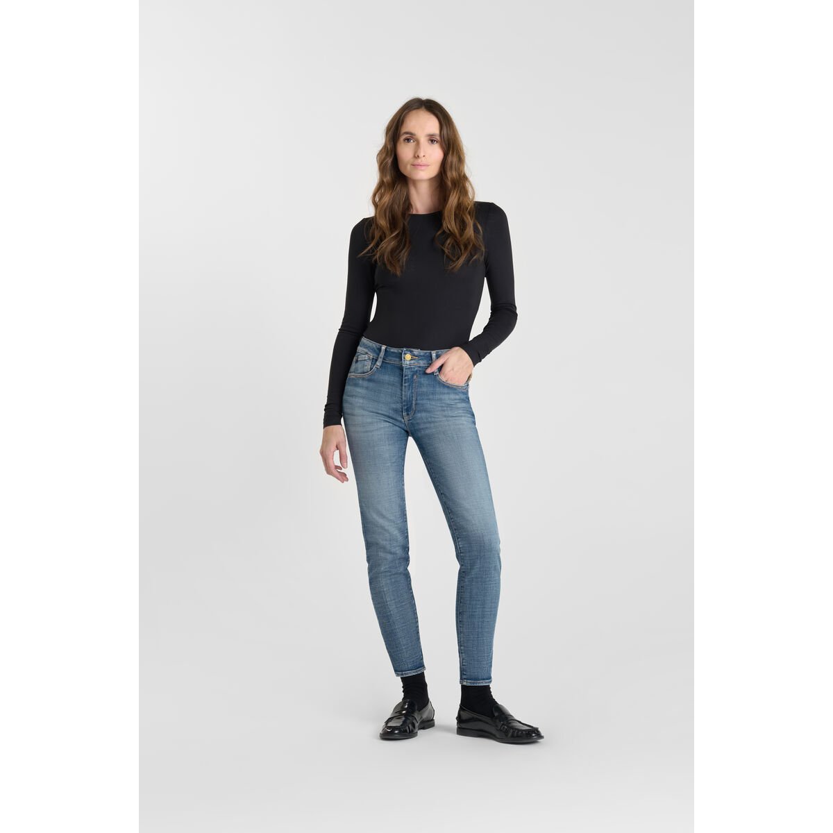 Jeans push-up slim taille haute PULP, 7/8ème blue, LE TEMPS DES CERISES