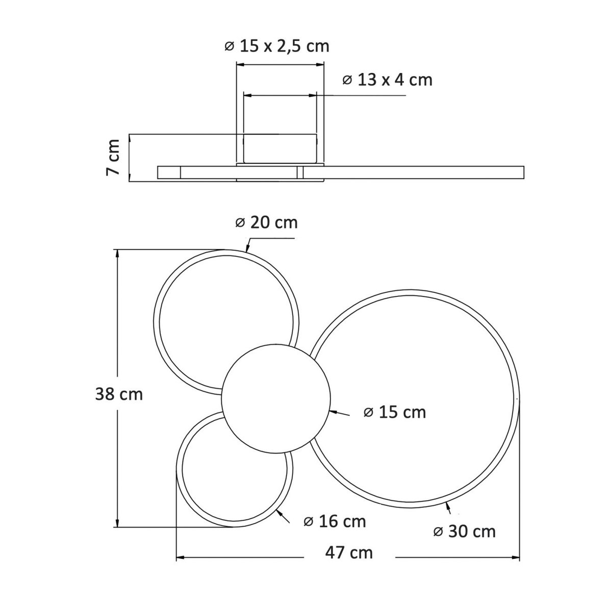 Plafonnier ou applique dimmable LED - ALISA noir et doré, KOSILUM