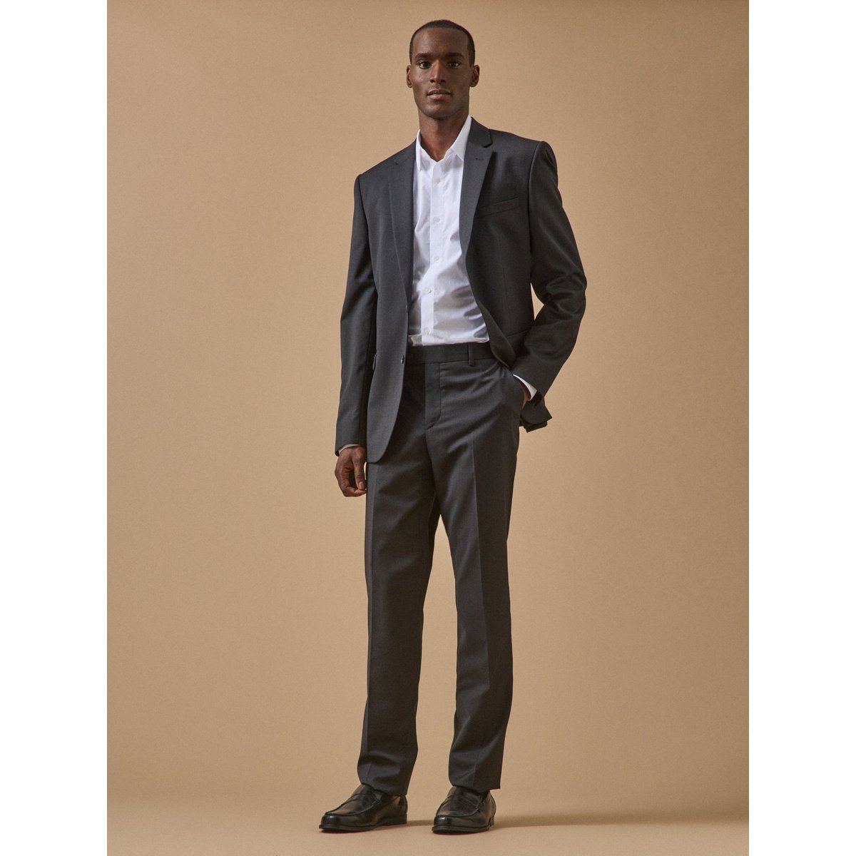 Pantalon de costume 100% laine gris chine fonce, CYRILLUS