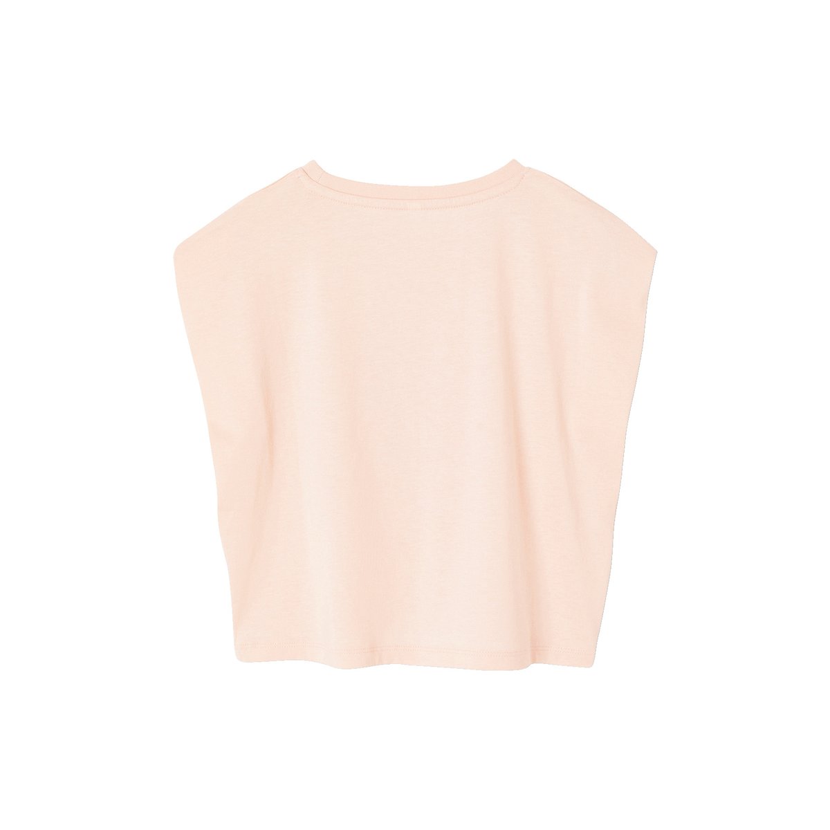 Tee-shirt cropped manches courtes épaulées rose pâle, VERTBAUDET