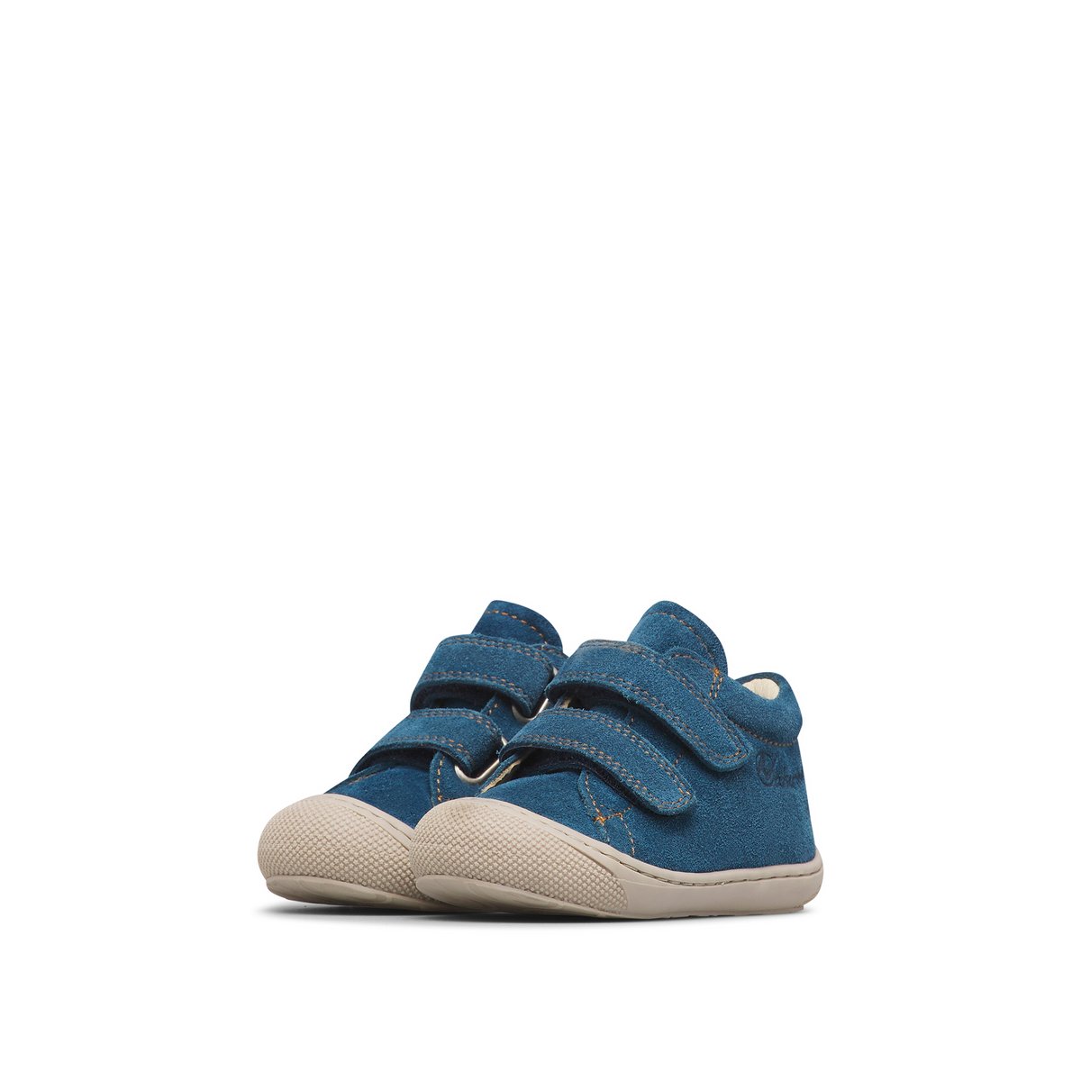 Chaussures premiers pas en suède COCOON VL bleu-blanc, NATURINO