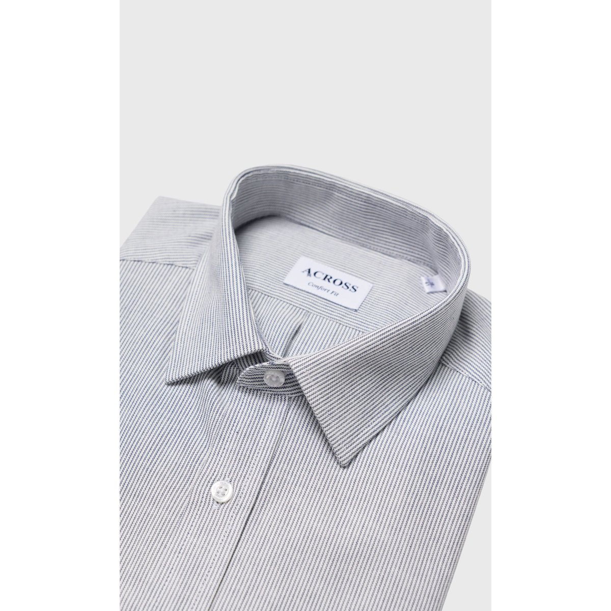 Chemise Confort fit à rayures aspect denim bleu ciel, ACROSS