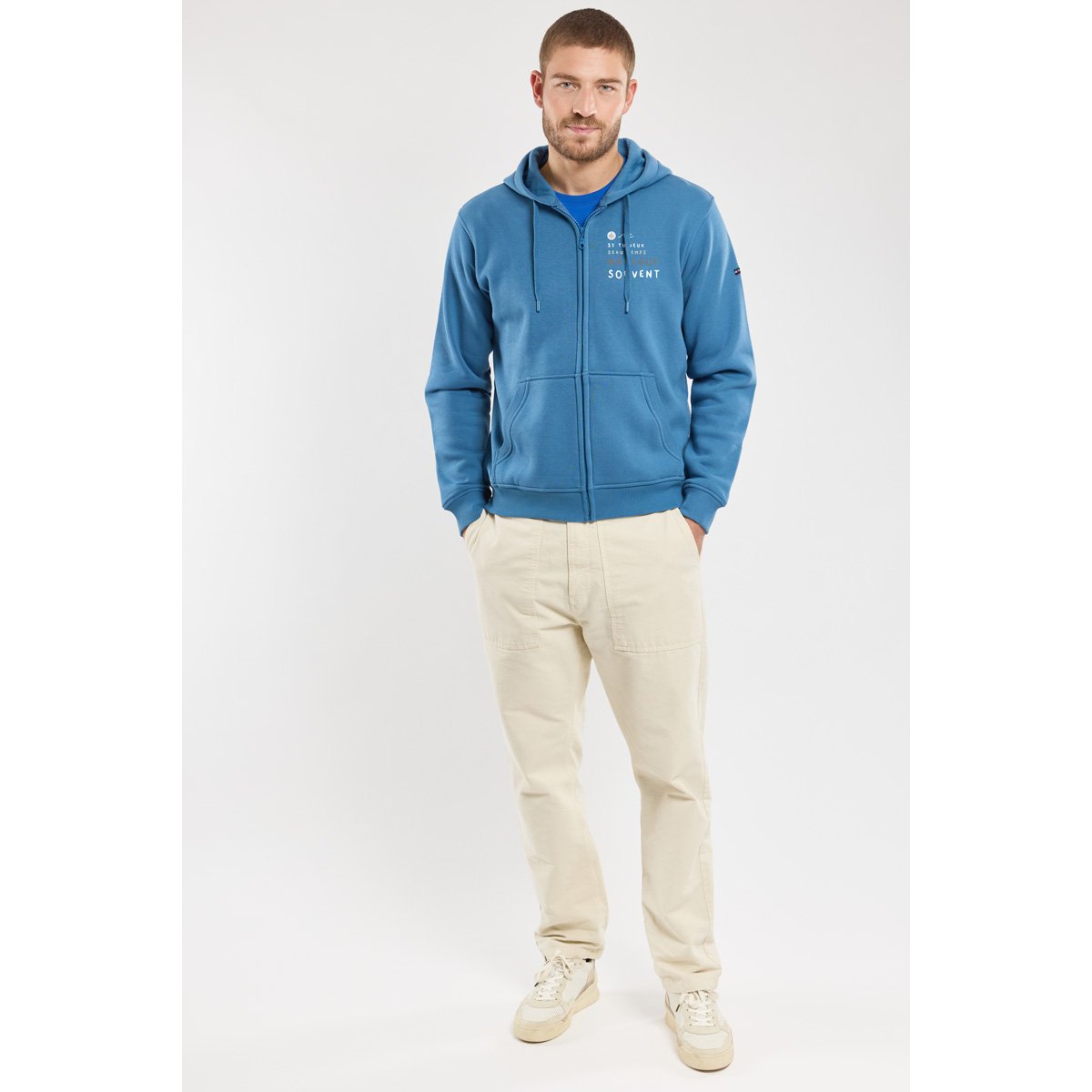 Sweat zippé en AMB fjord, ARMOR-LUX