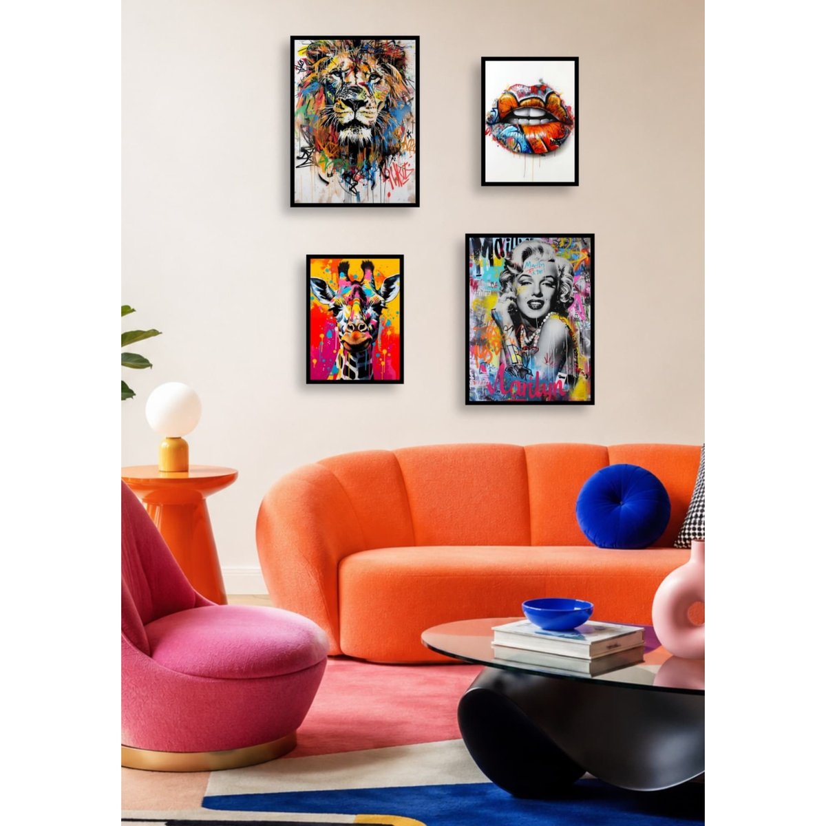 Pack d'affiches encadrées – Pop Art 2 blanc, L'AFFICHERIE