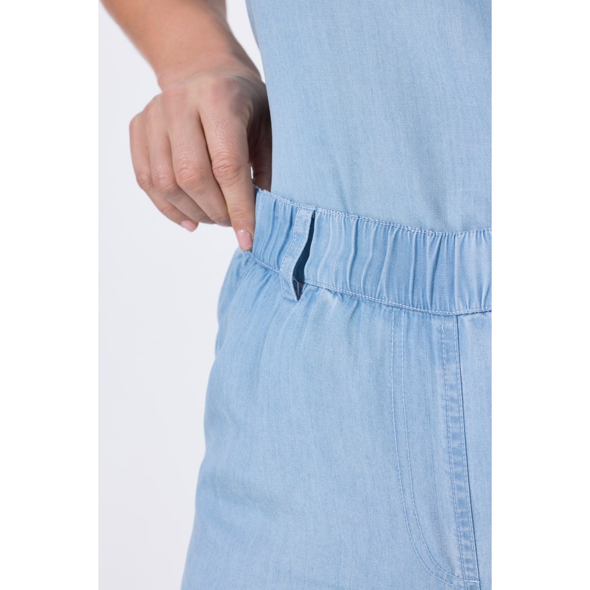 Bermuda en Lyocell aspect jean bleu clair, ULLA POPKEN