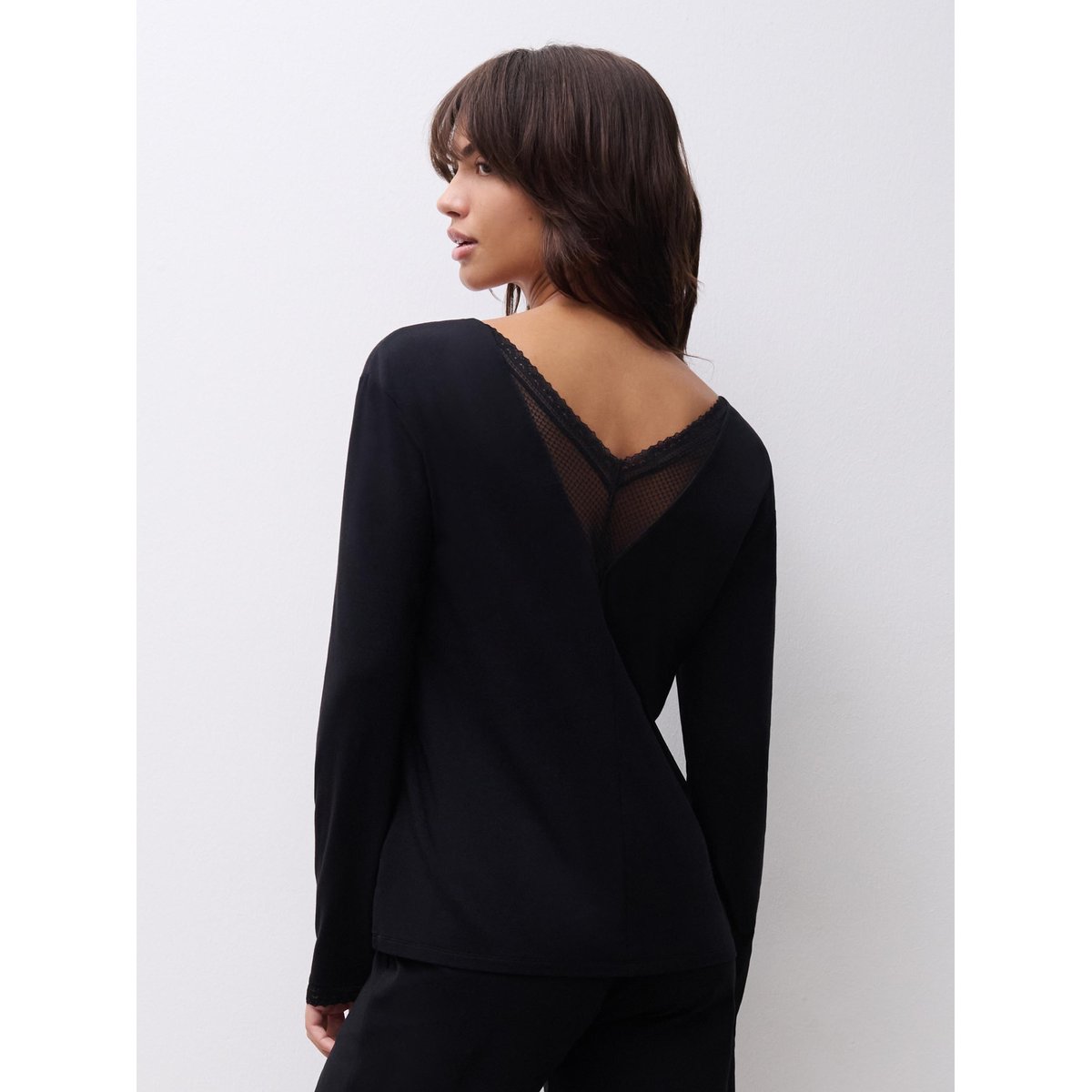 T-shirt manches longues ROMANCE noir, CHANTELLE