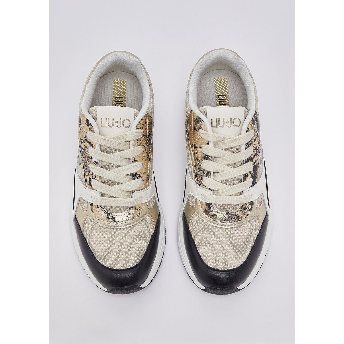 Sneakers effet python noir et beige, LIU JO