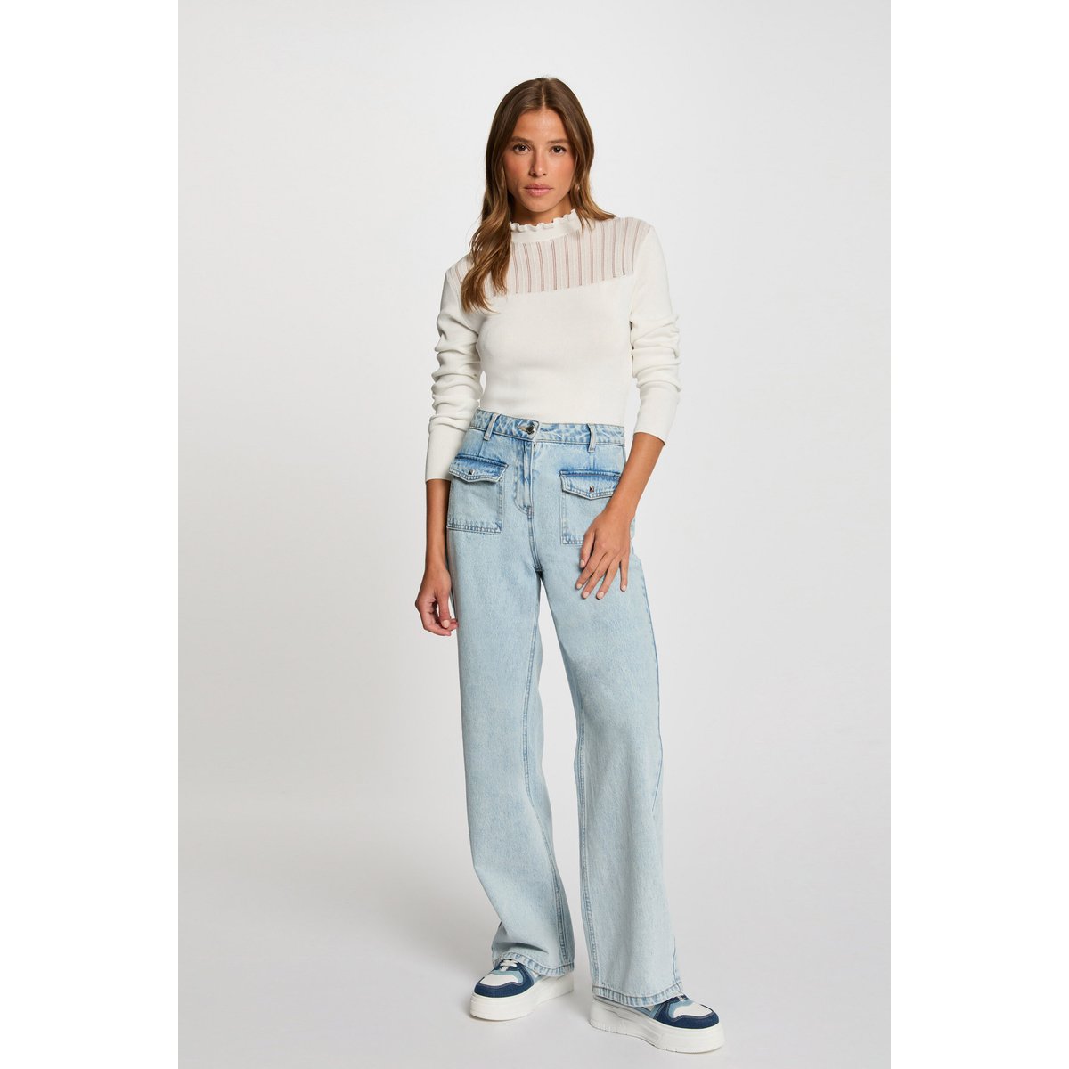 Pull col montant blanc, MORGAN