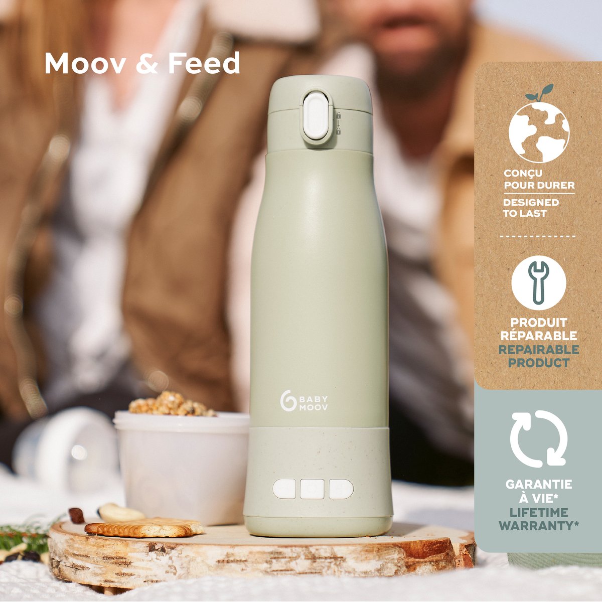 Chauffe-biberon nomade Moov & Feed vert, BABYMOOV