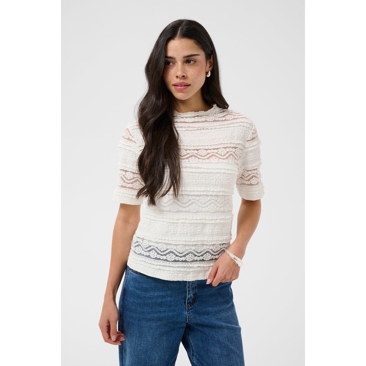 T-shirt blanc chalk, KAFFE