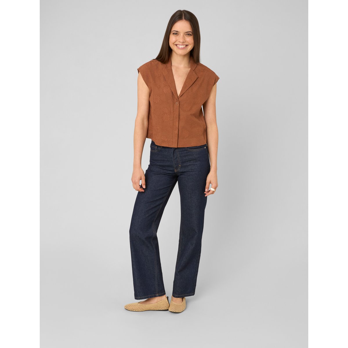 Chemise sans manches camel, BZB